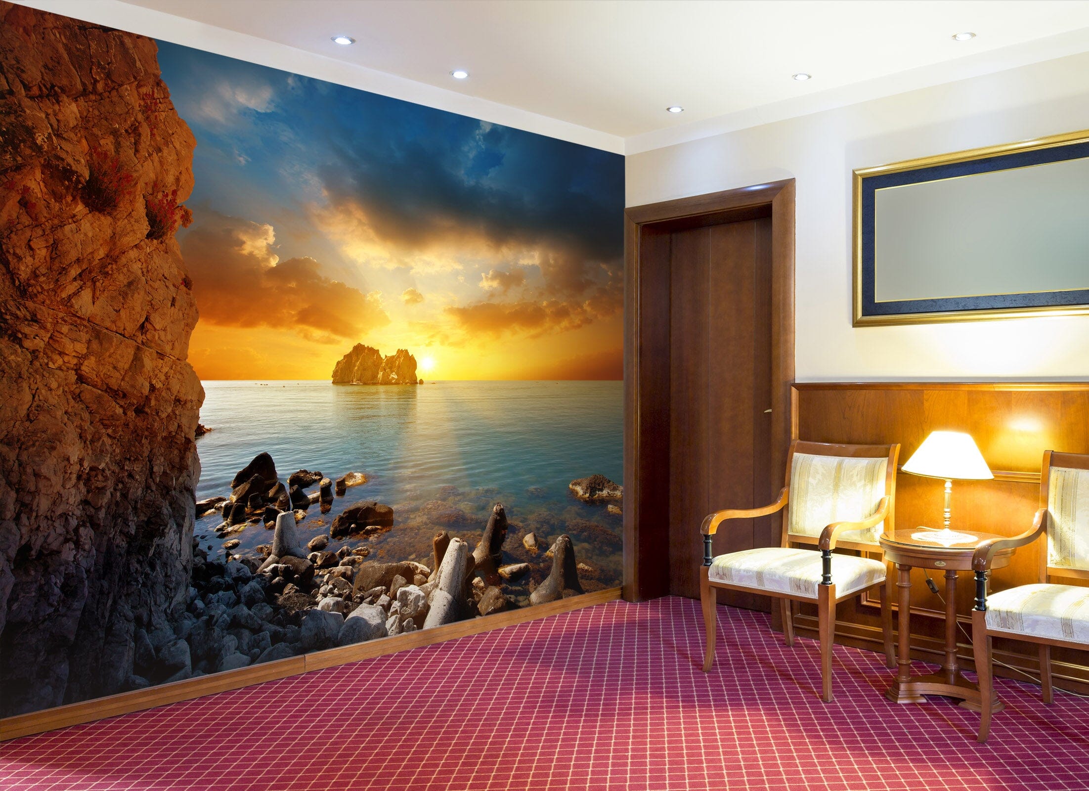 3D Sea Dusk Stone 181 Wall Murals Wallpaper AJ Wallpaper 2