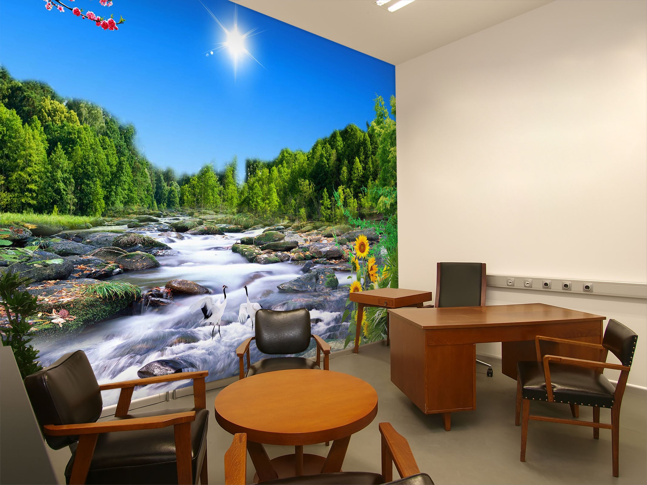 3D River Ccrane Forest 11 Wall Murals Wallpaper AJ Wallpaper 2