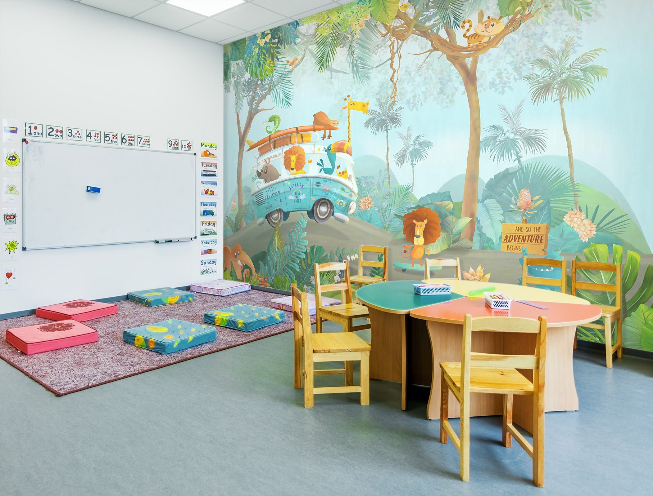 3D Lion Giraffe Car 031 Wall Murals Wallpaper AJ Wallpaper 2