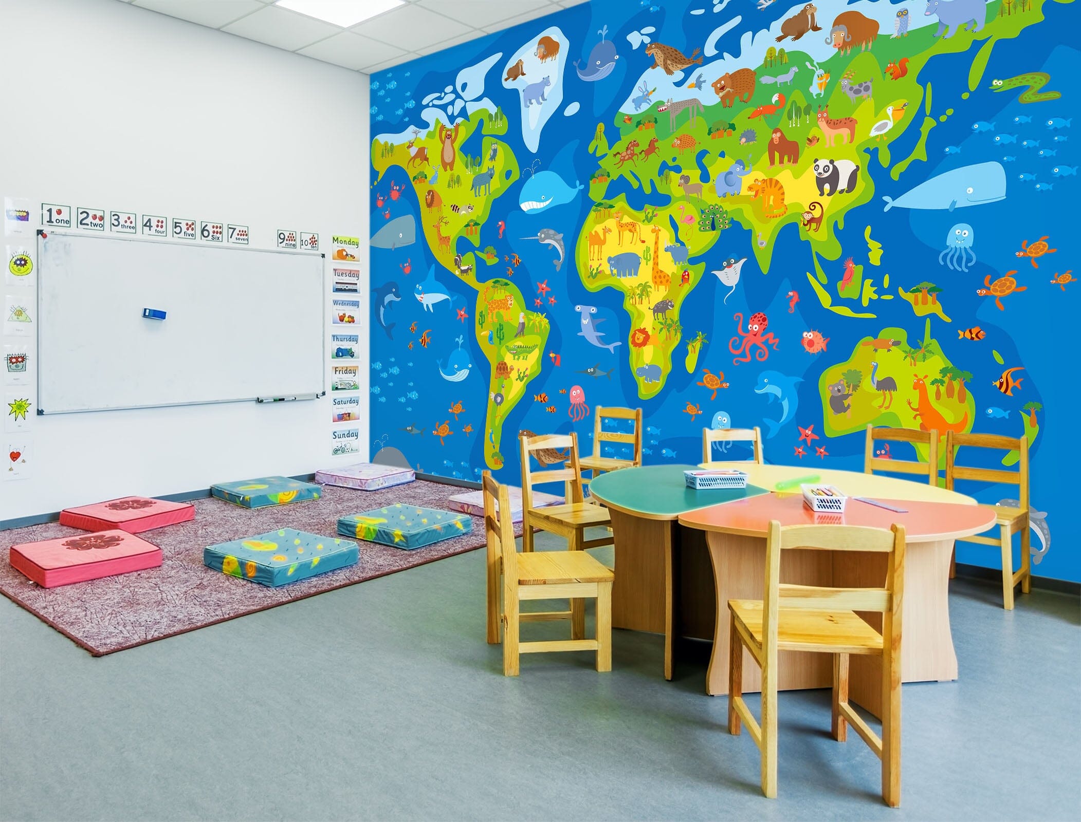 3D Oasis Sea 2052 World Map Wall Murals Wallpaper AJ Wallpaper 2