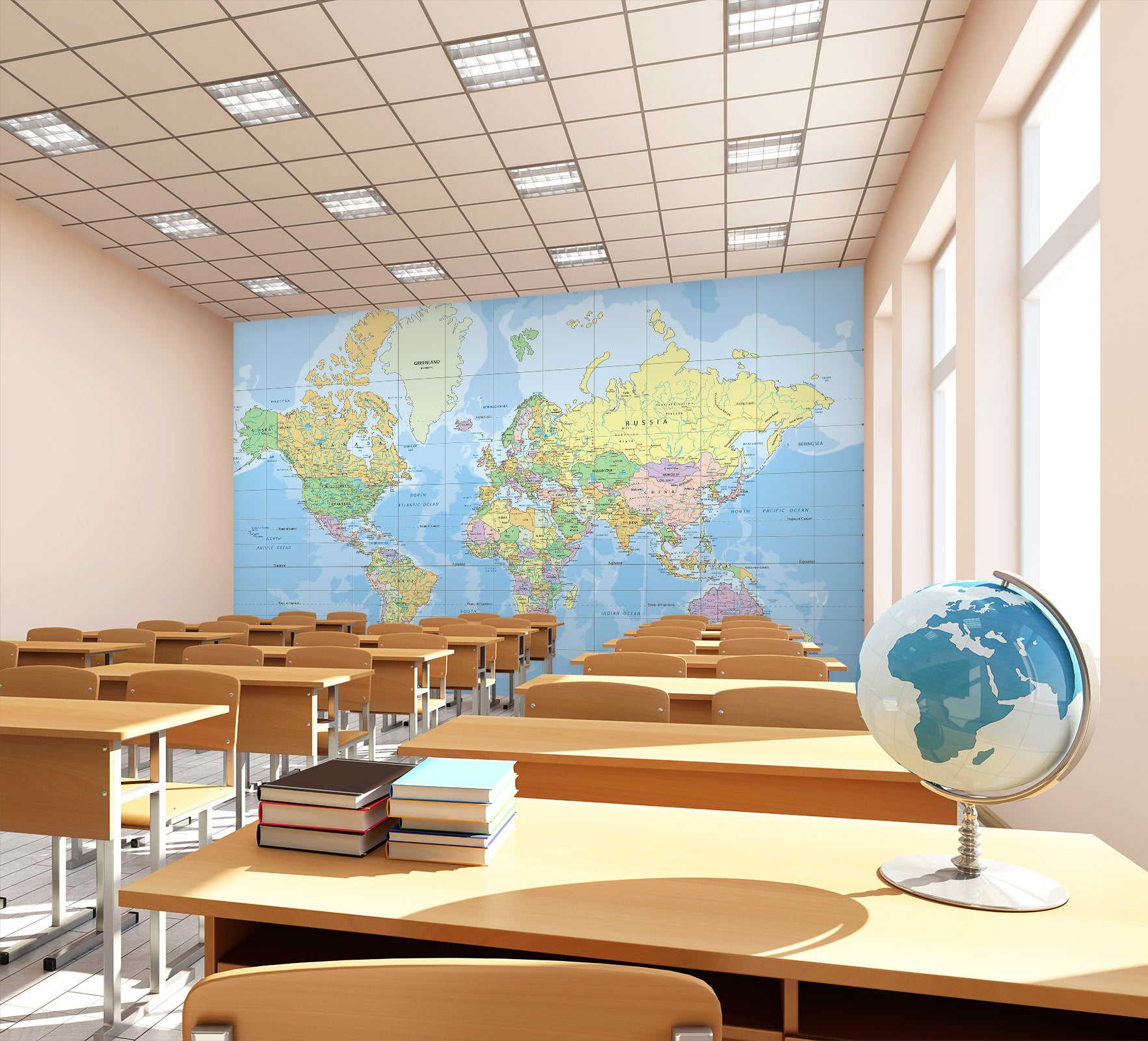 3D World Map 174 Wall Murals