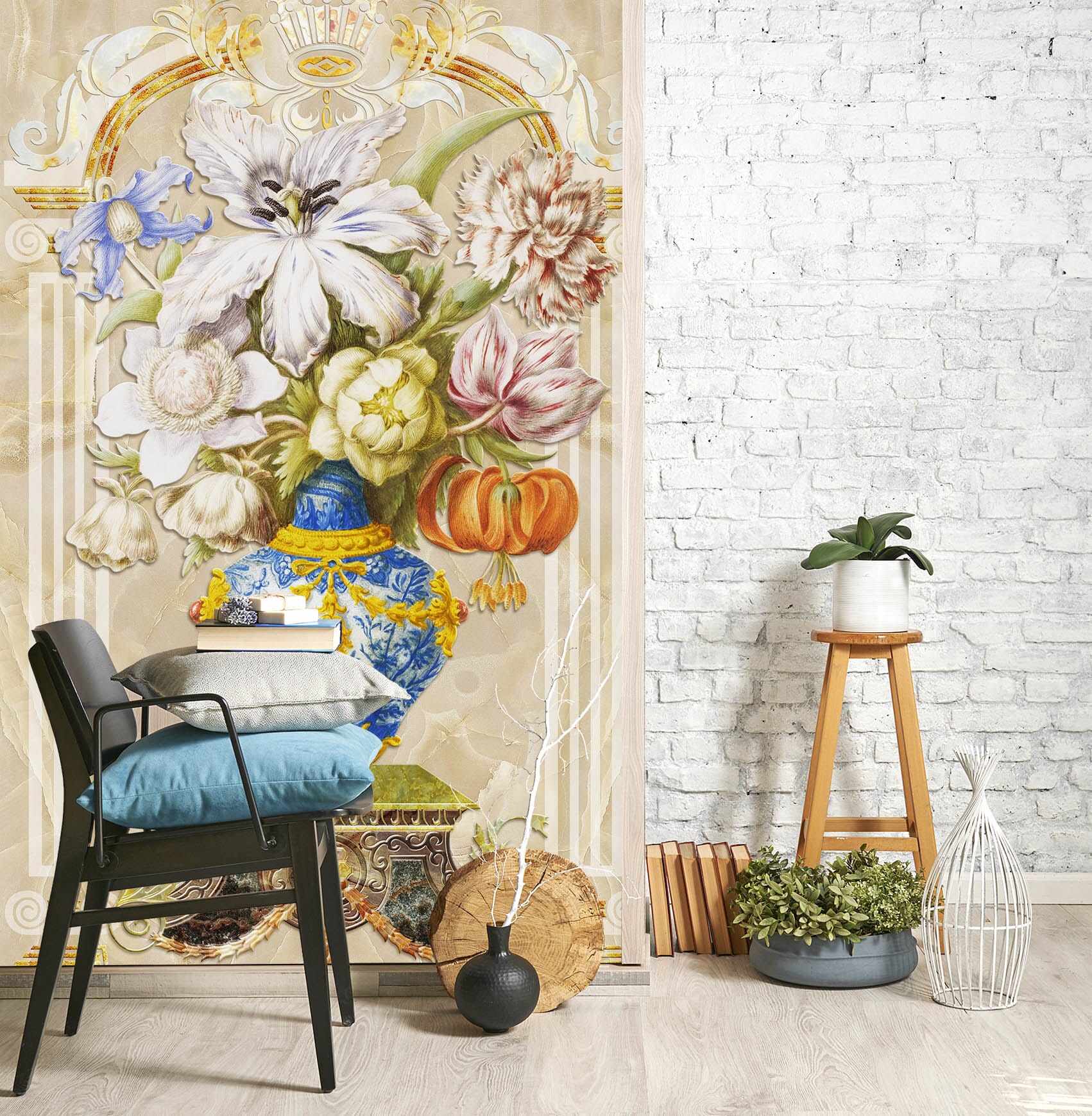3D Vase Flowers 1863 Wall Murals Wallpaper AJ Wallpaper 2