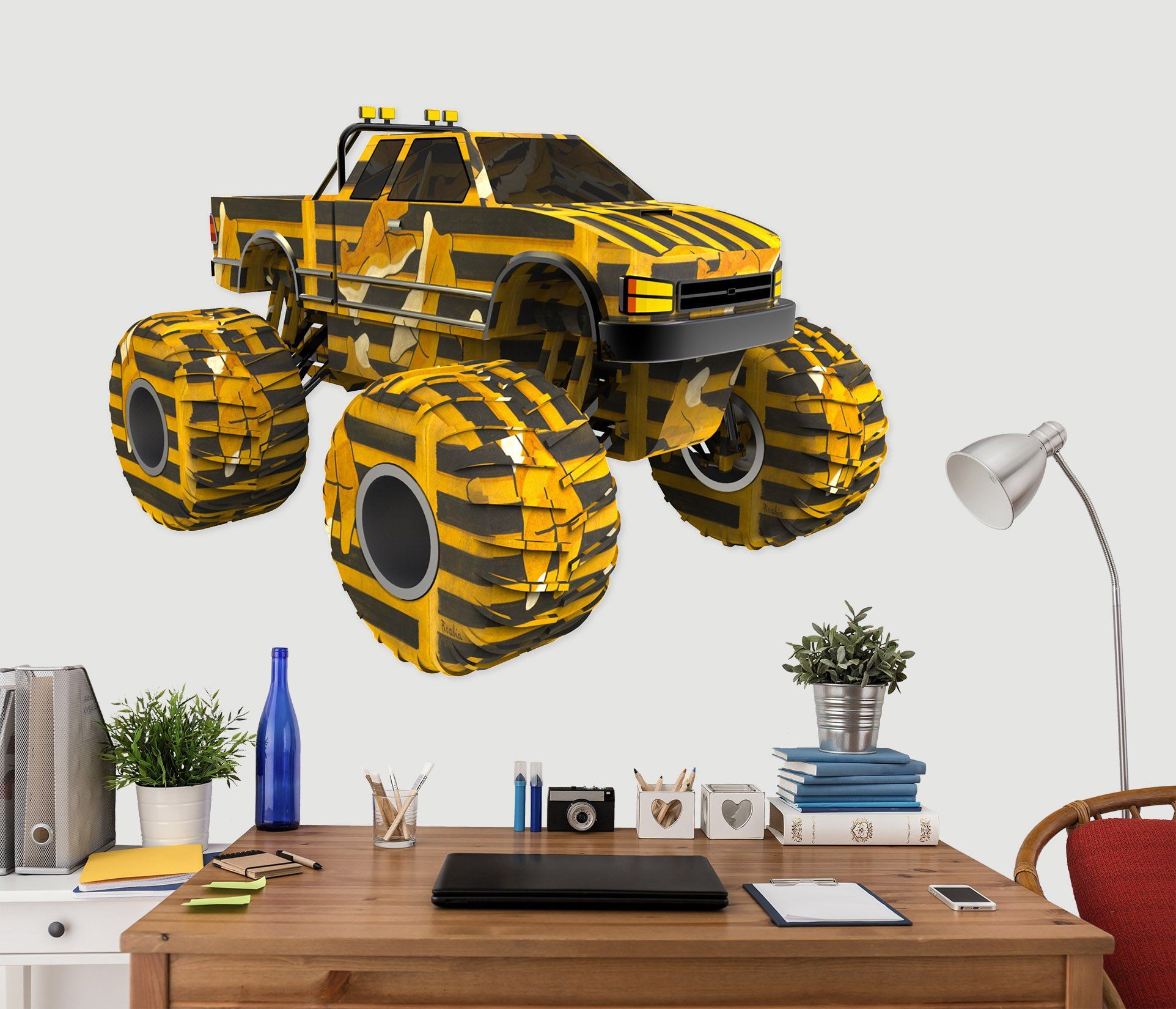 3D Yellow Deformation Car 0012 Vehicles Wallpaper AJ Wallpaper