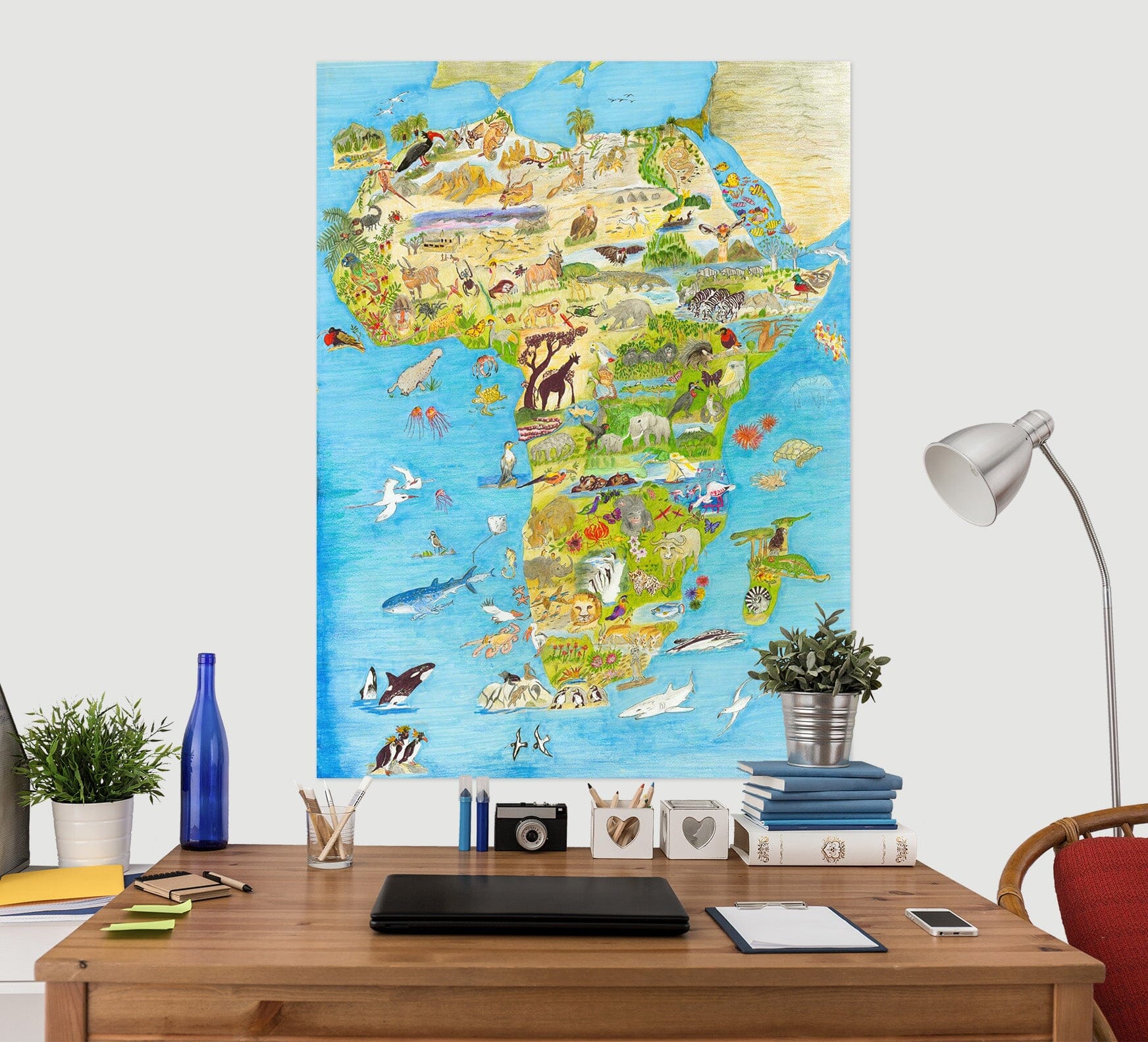 3D Africa Ocean Map 002 Michael Sewell Wall Sticker Wallpaper AJ Wallpaper 2