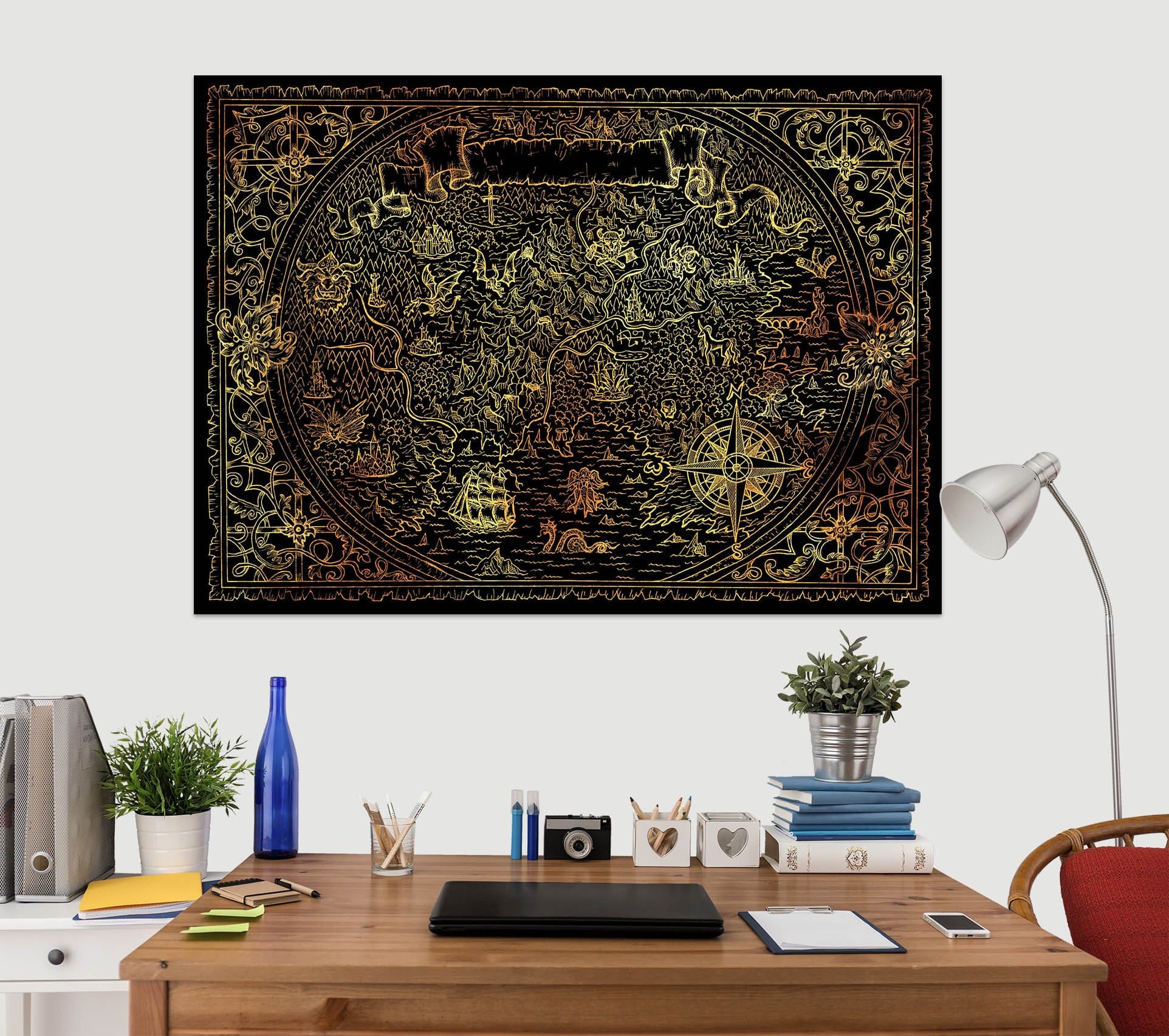 3D Golden Painting 279 World Map Wall Sticker Wallpaper AJ Wallpaper 2