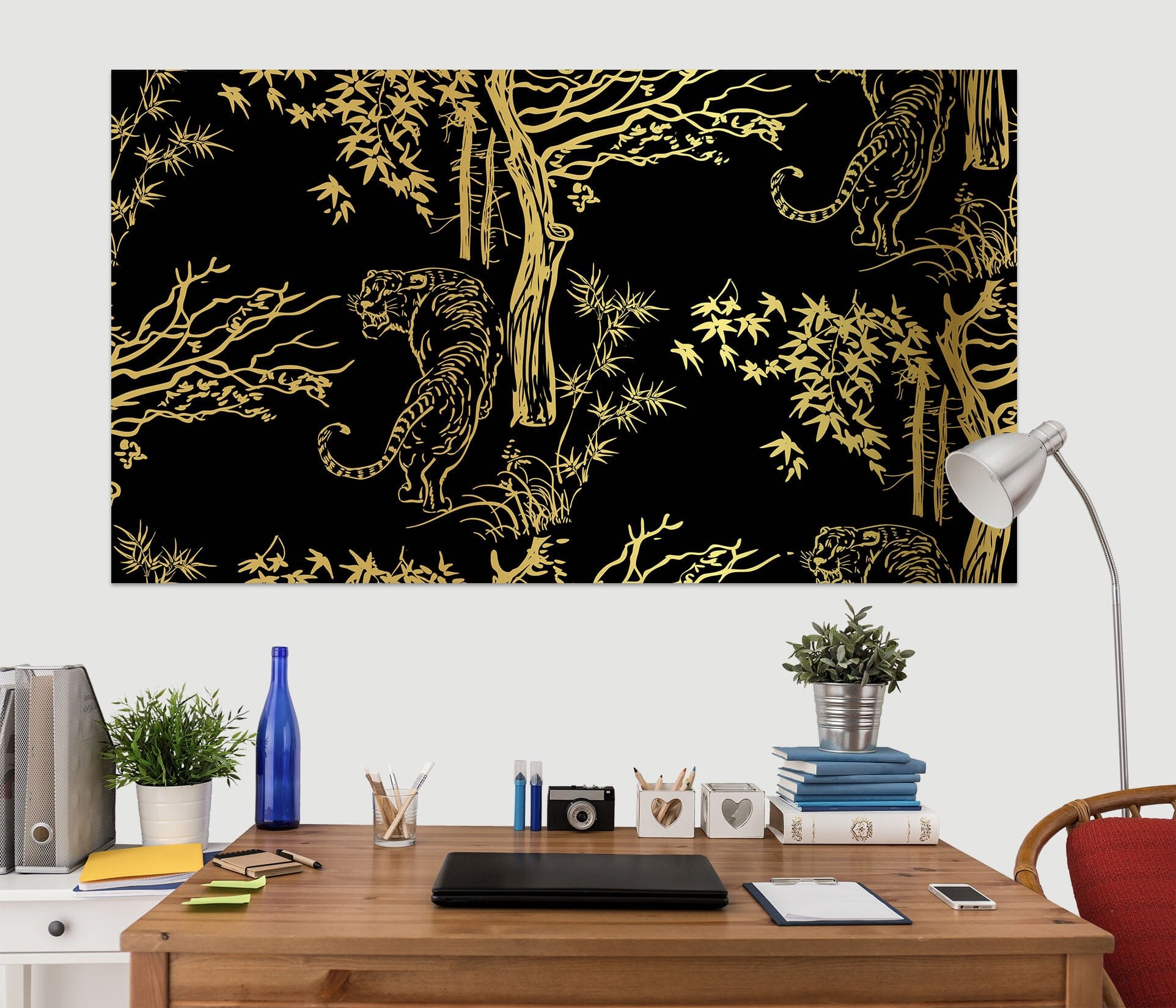 3D Golden Tiger 1097 Wall Sticker Wallpaper AJ Wallpaper 2