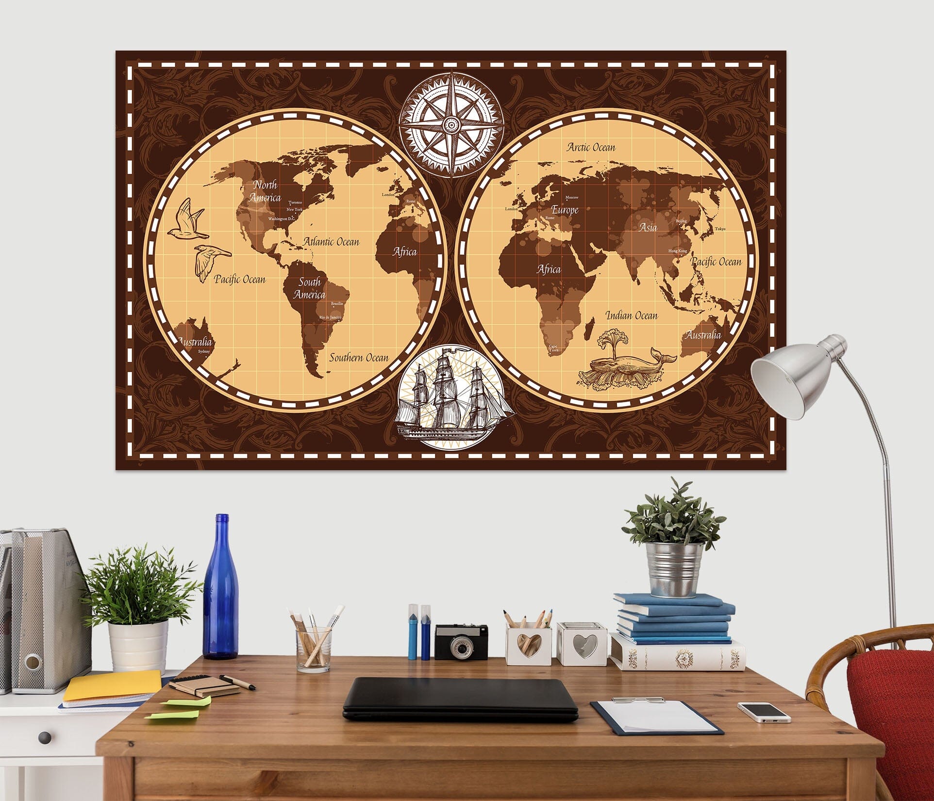 3D Black Shadow 228 World Map Wall Sticker Wallpaper AJ Wallpaper 2