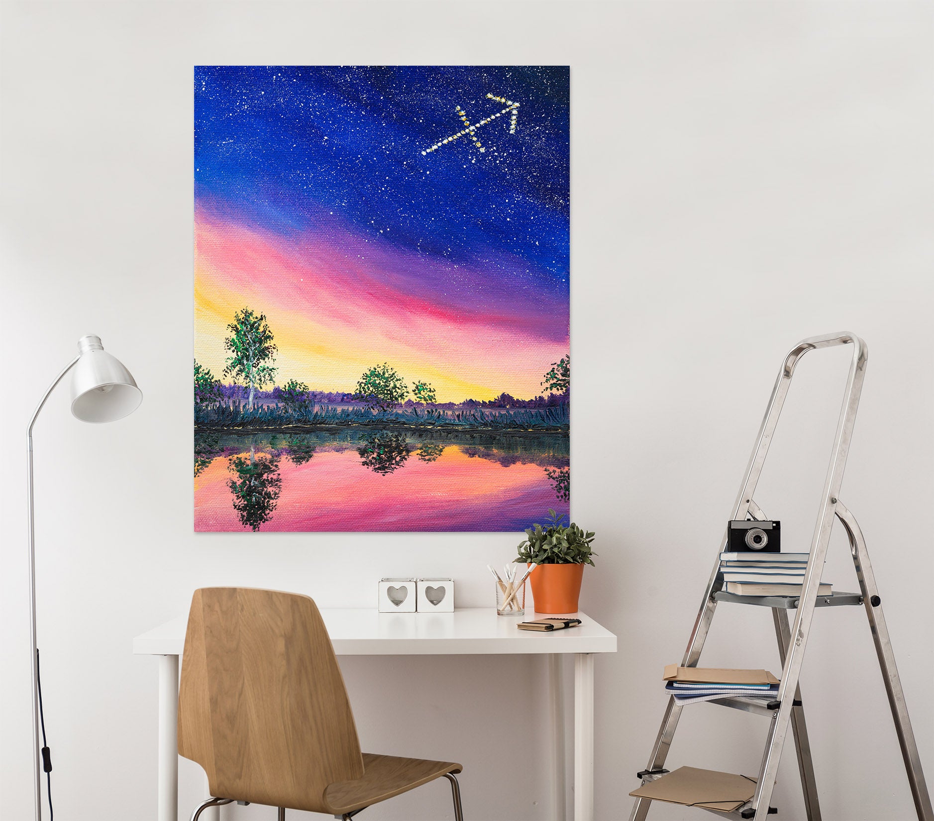 3D Starry Sky Lake Tree 1829 Marina Zotova Wall Sticker