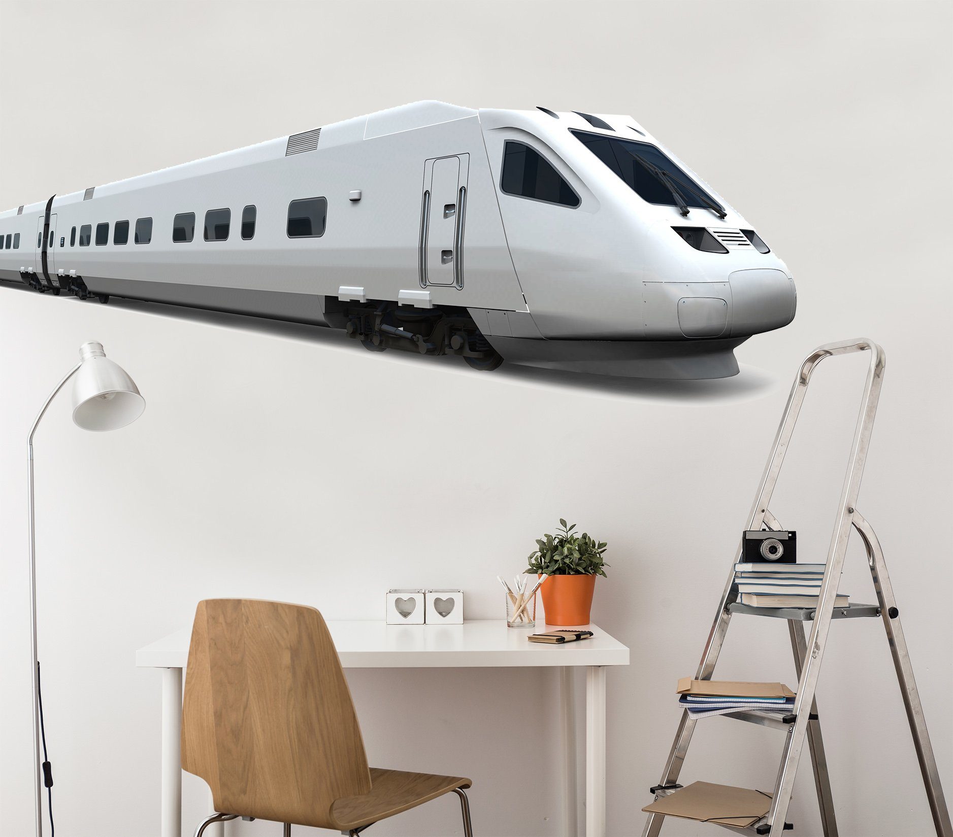 3D White Train 0028 Vehicles Wallpaper AJ Wallpaper