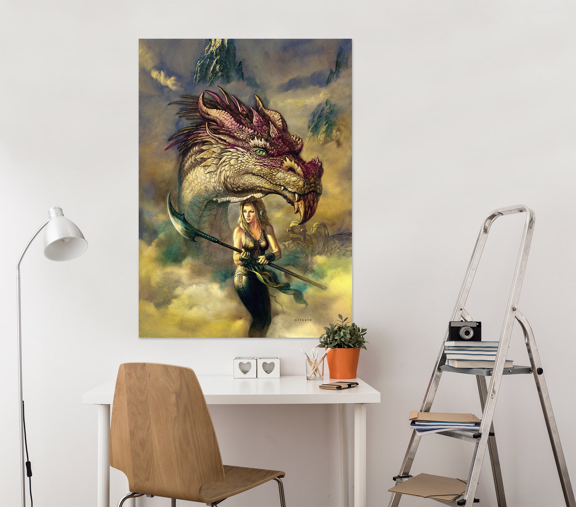 3D Dragon Woman 8135 Ciruelo Wall Sticker