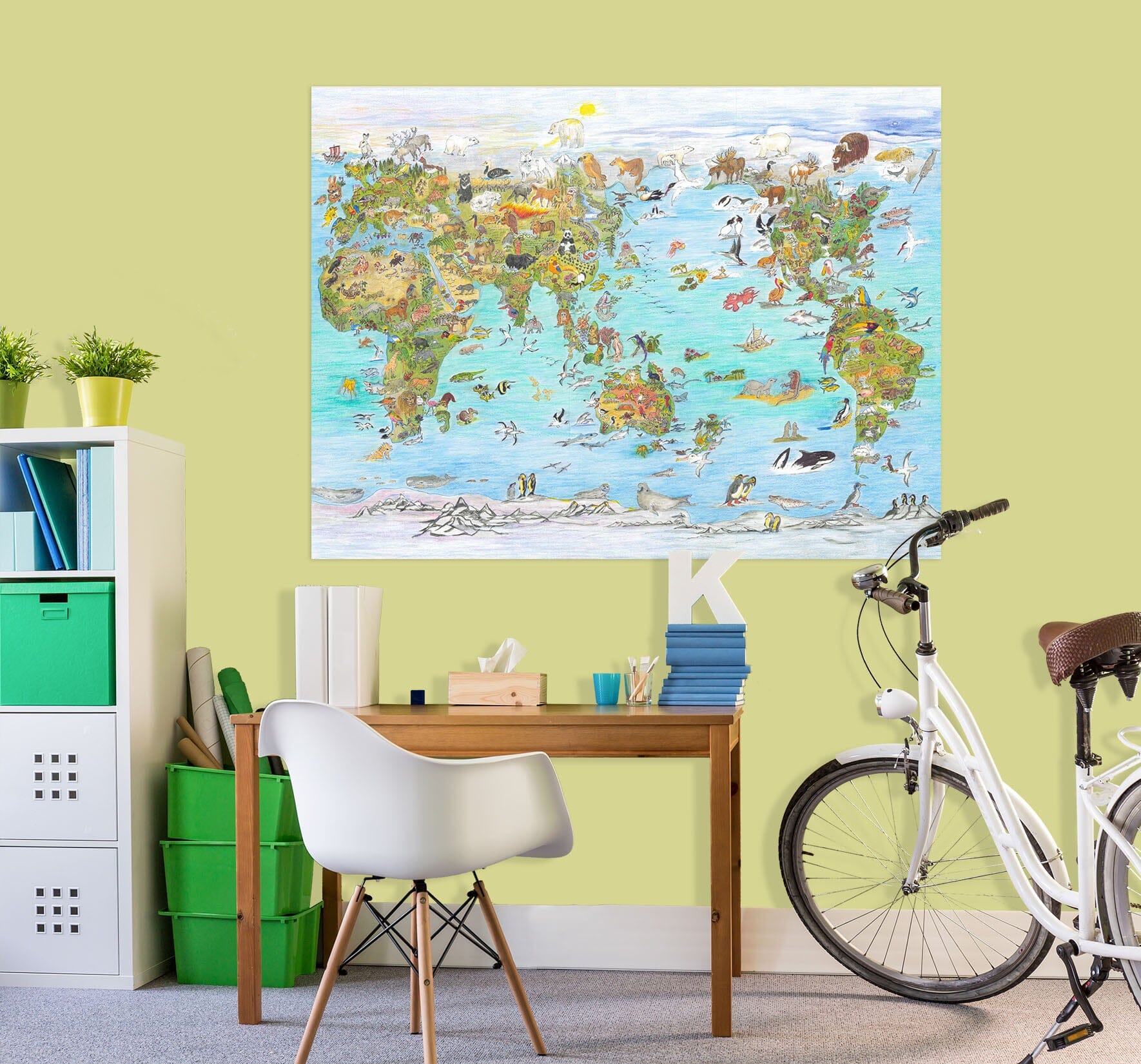 3D Animal Map 025 Michael Sewell Wall Sticker Wallpaper AJ Wallpaper 2