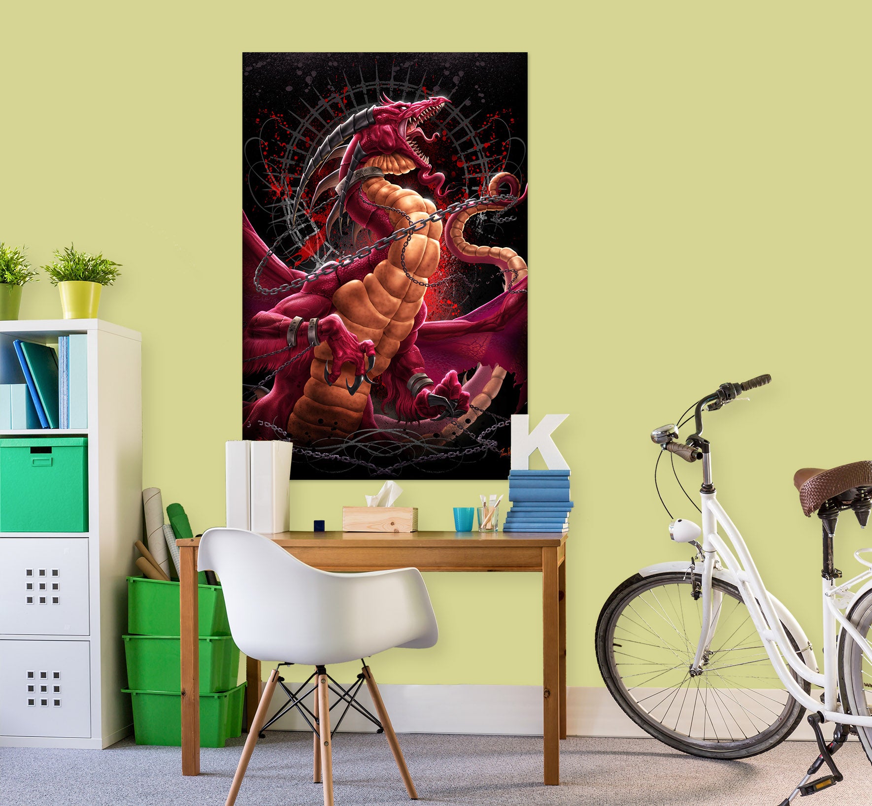 3D Red Dragon Chain 5138 Tom Wood Wall Sticker