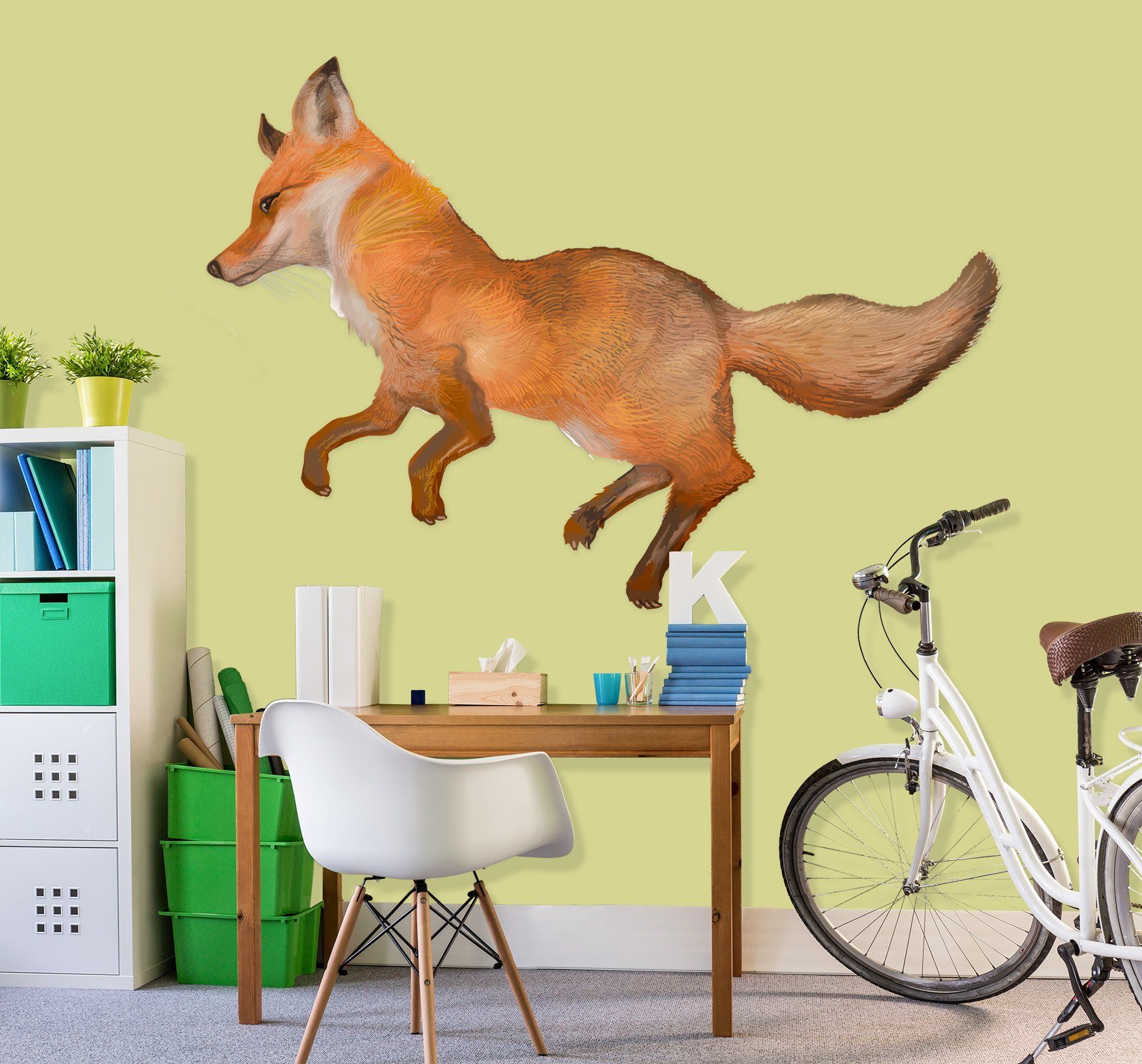 3D Running Fox 071 Animals Wall Stickers Wallpaper AJ Wallpaper