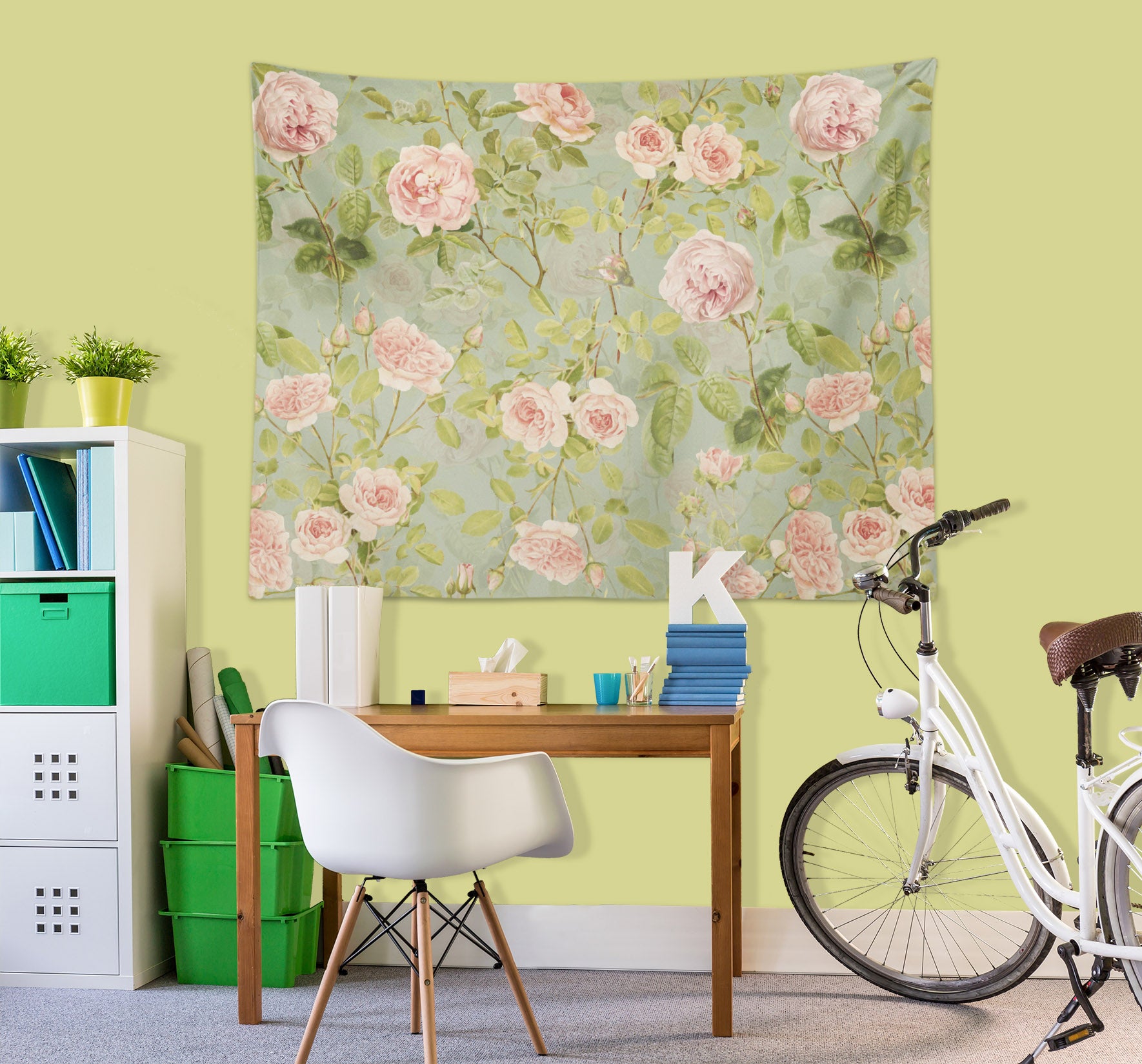 3D Pale Pink Flowers 5331 Uta Naumann Tapestry Hanging Cloth Hang