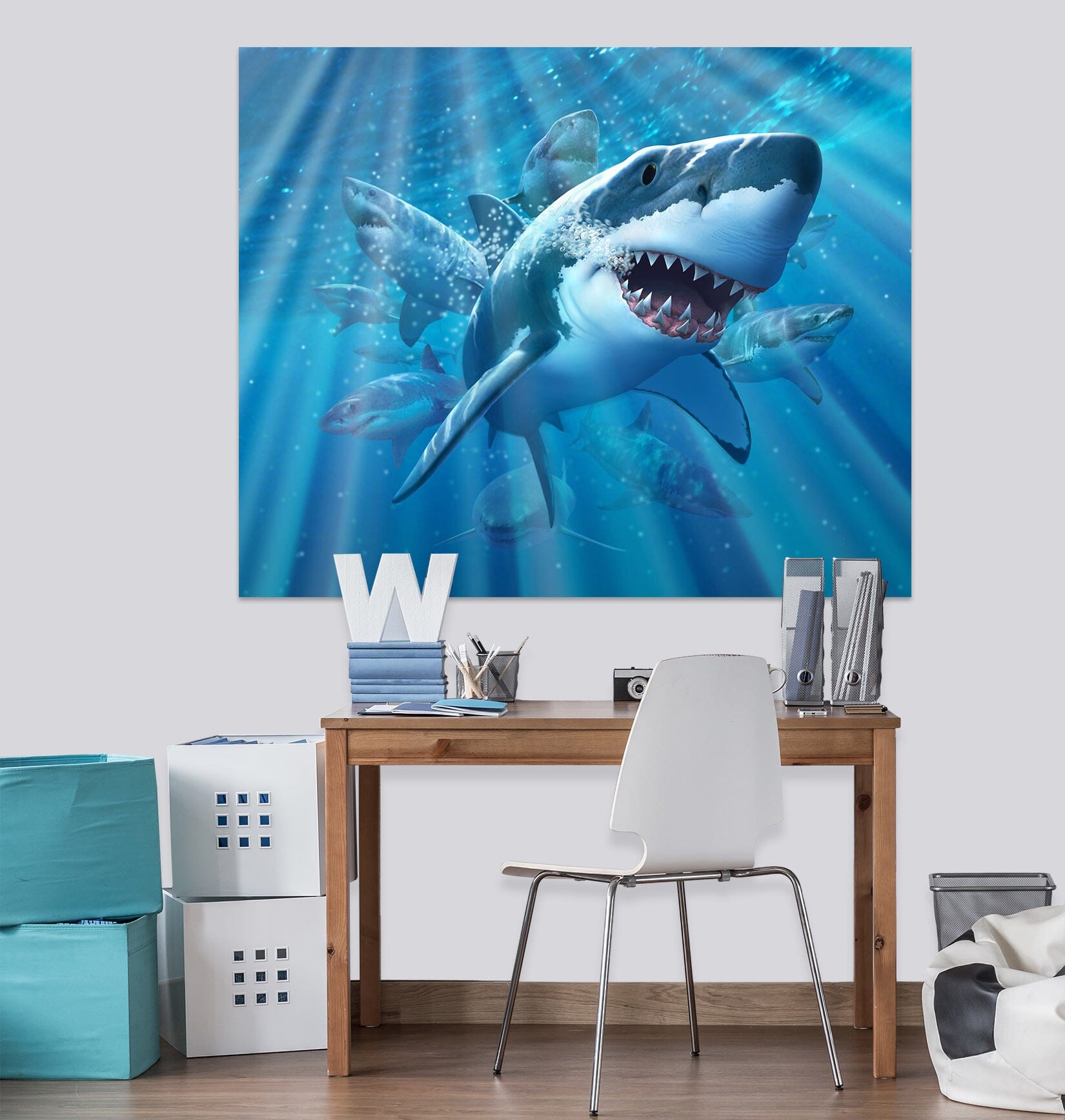 3D Deep Sea Shark 001 Jerry LoFaro Wall Sticker Wallpaper AJ Wallpaper 2