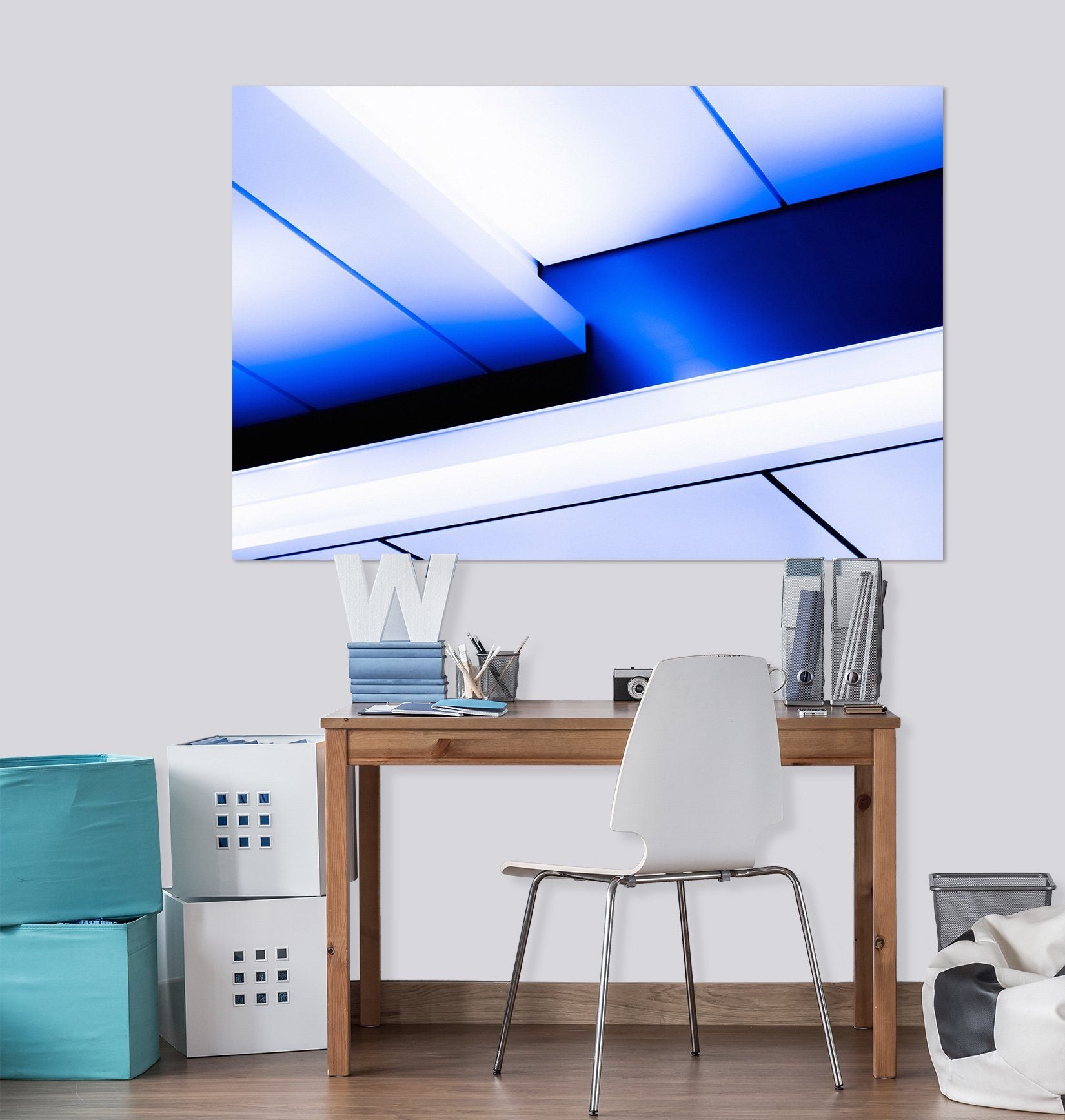 3D Blue Minimalism 026 Noirblanc777 Wall Sticker Wallpaper AJ Wallpaper 2