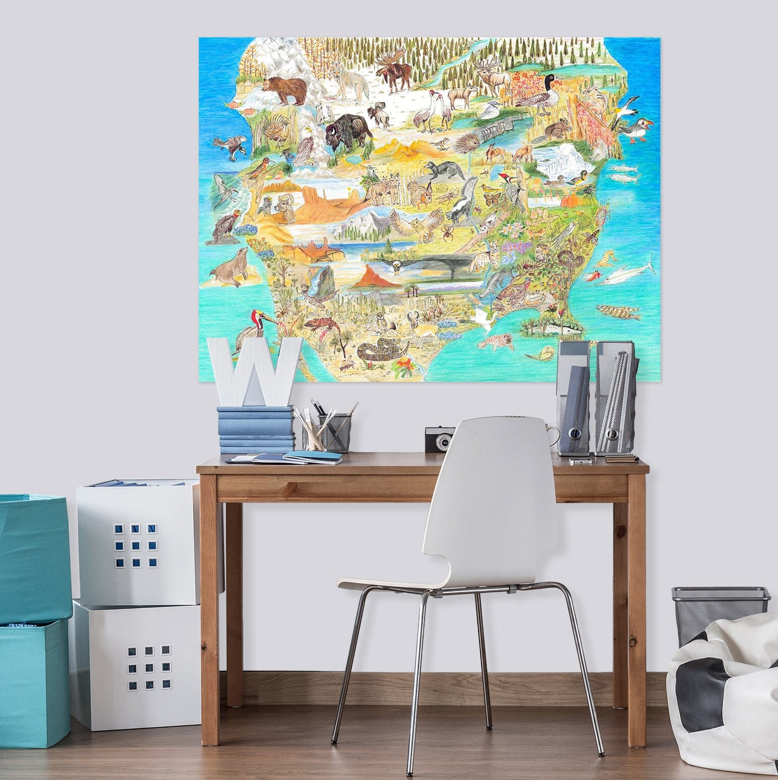 3D Animal Map 024 Michael Sewell Wall Sticker Wallpaper AJ Wallpaper 2