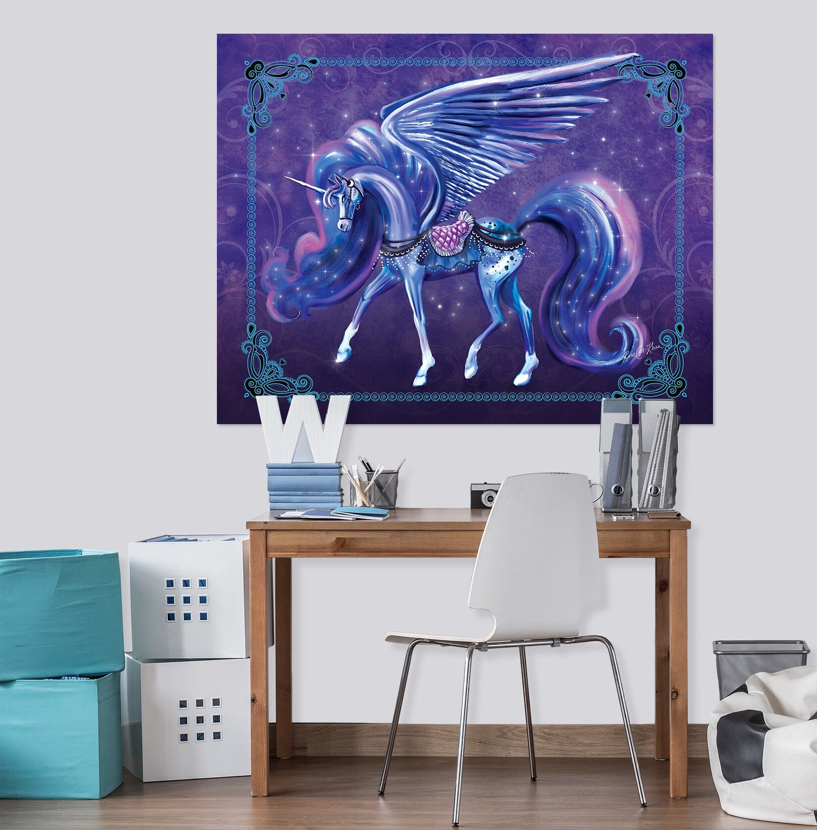 3D Winged Unicorn 203 Rose Catherine Khan Wall Sticker Wallpaper AJ Wallpaper 2
