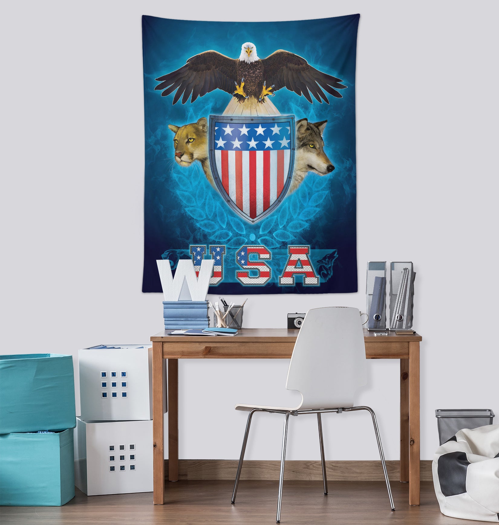 3D Eagle Lion Wolf 11749 Vincent Tapestry Hanging Cloth Hang