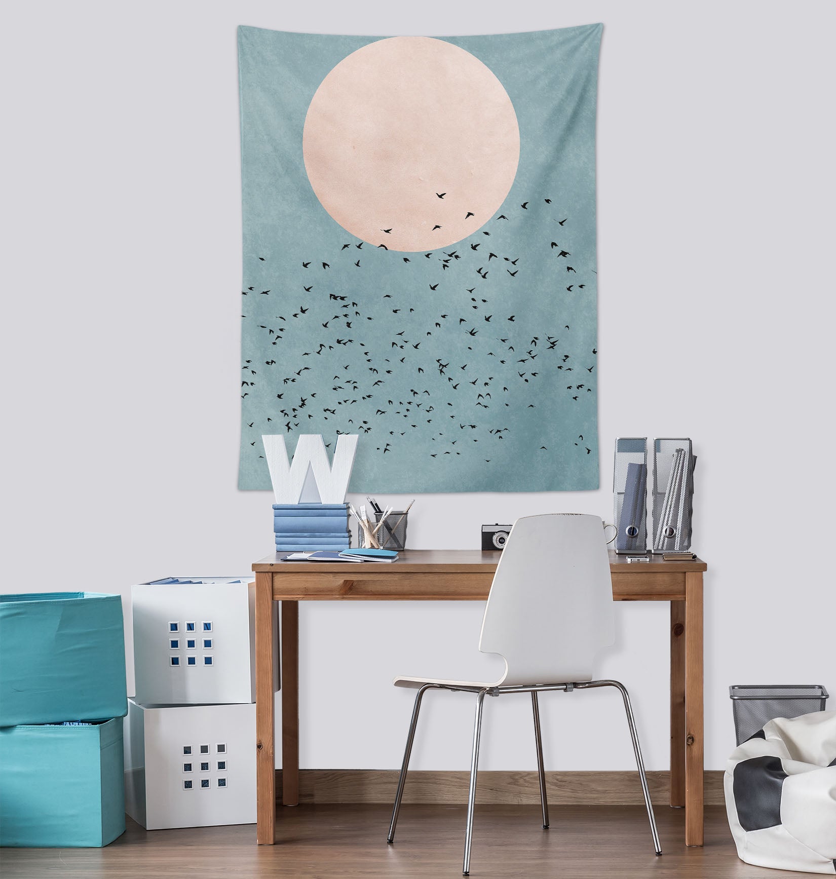 3D Full Moon Bird 873 Boris Draschoff Tapestry Hanging Cloth Hang