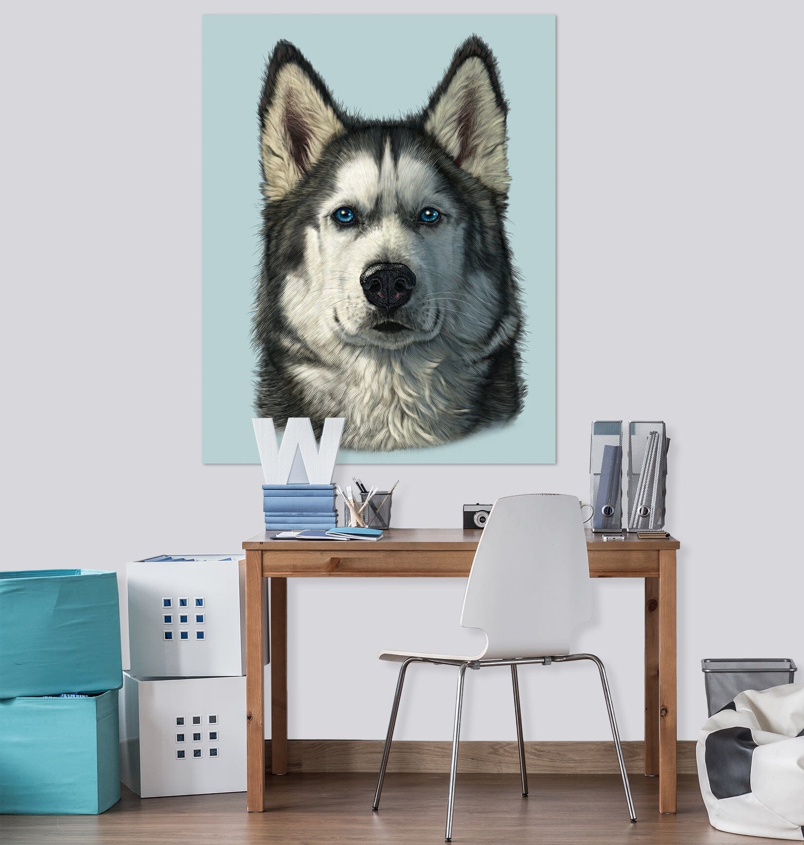 3D Husky Portrait 044 Vincent Hie Wall Sticker Wallpaper AJ Wallpaper 2