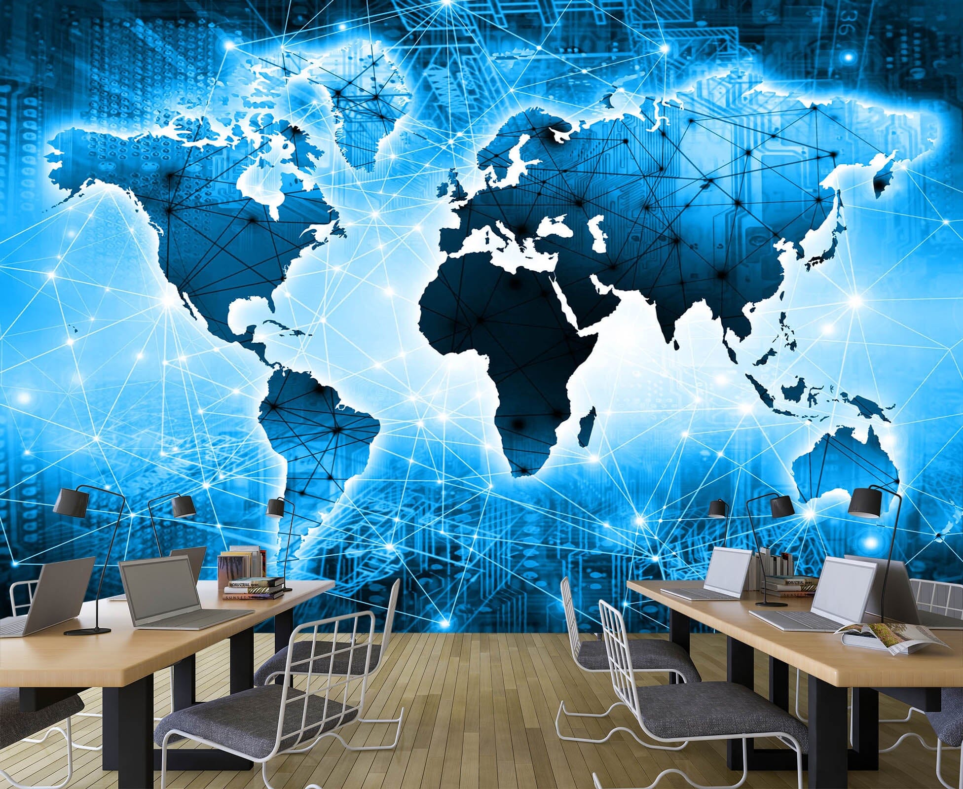 3D Blue World 2061 World Map Wall Murals Wallpaper AJ Wallpaper 2