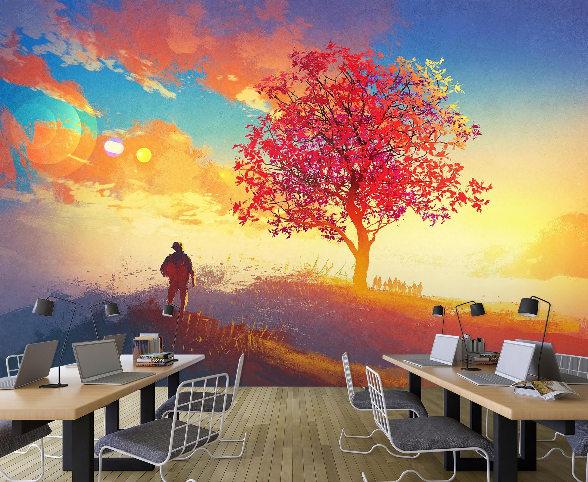 3D Dusk Tree 167 Wall Murals Wallpaper AJ Wallpaper 2