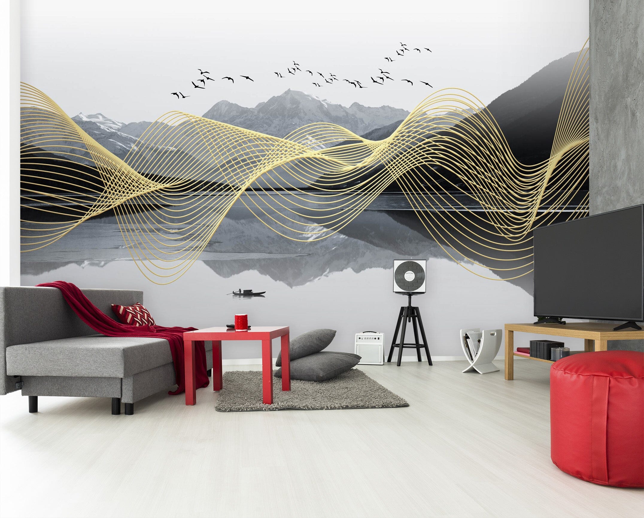 3D Golden Wave 1402 Wall Murals Wallpaper AJ Wallpaper 2