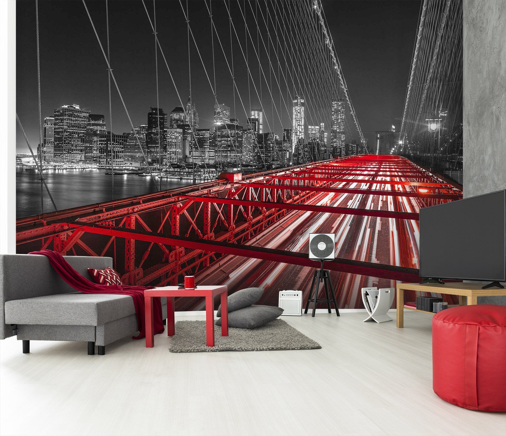 3D Red Bridge 1418 Assaf Frank Wall Mural Wall Murals Wallpaper AJ Wallpaper 2