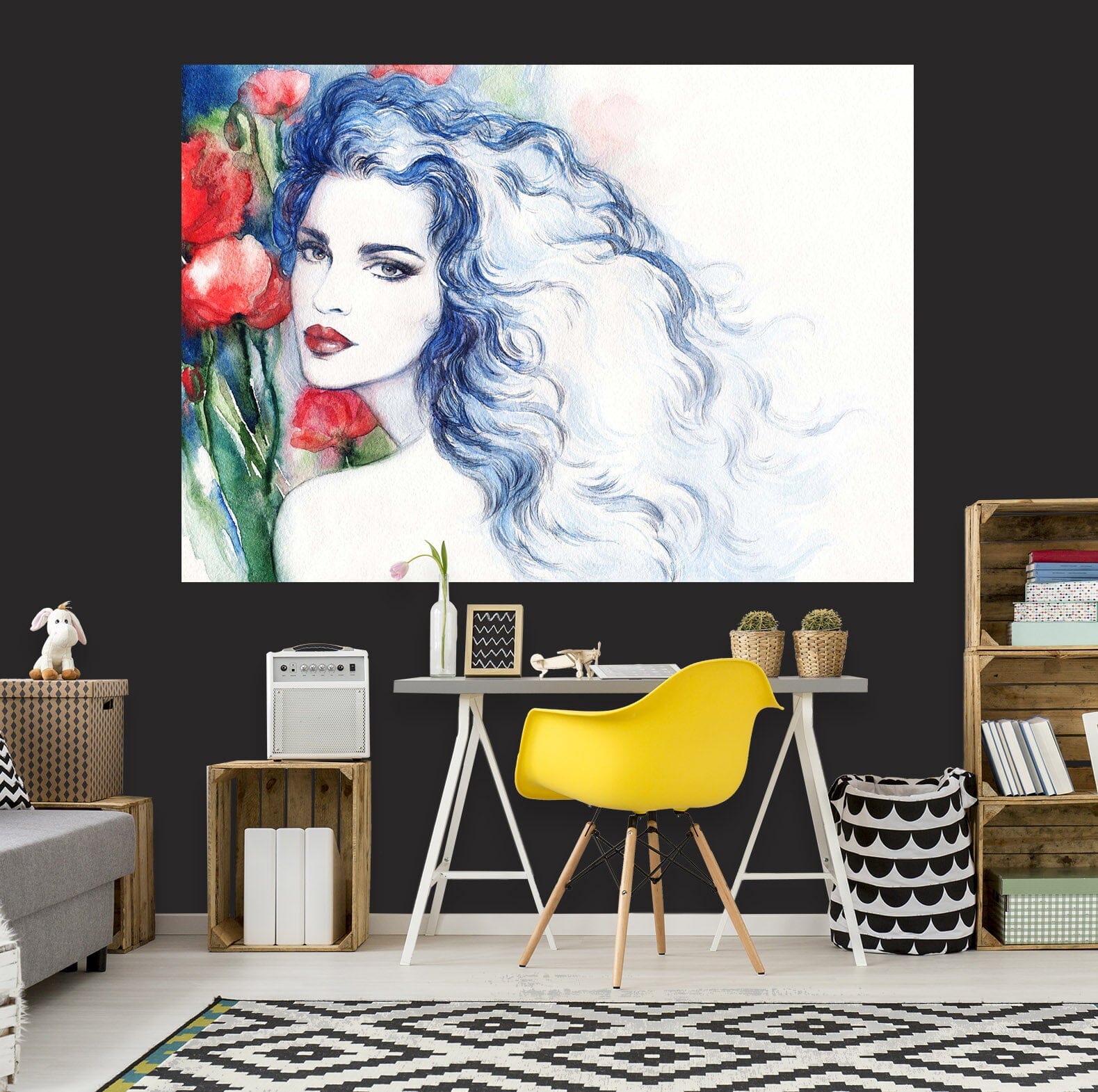 3D Safflower Woman 1049 Wall Sticker Wallpaper AJ Wallpaper 2