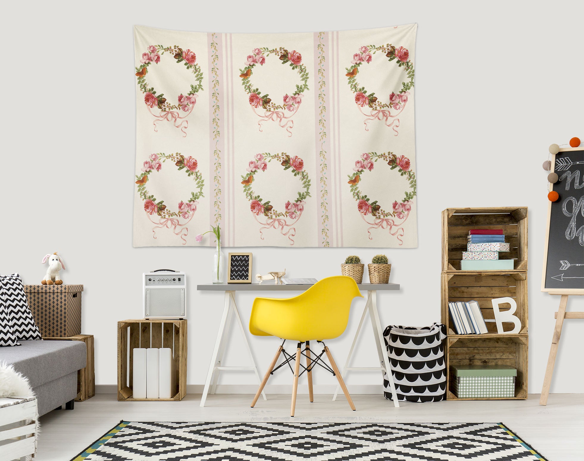 3D Pink Garland 5348 Uta Naumann Tapestry Hanging Cloth Hang