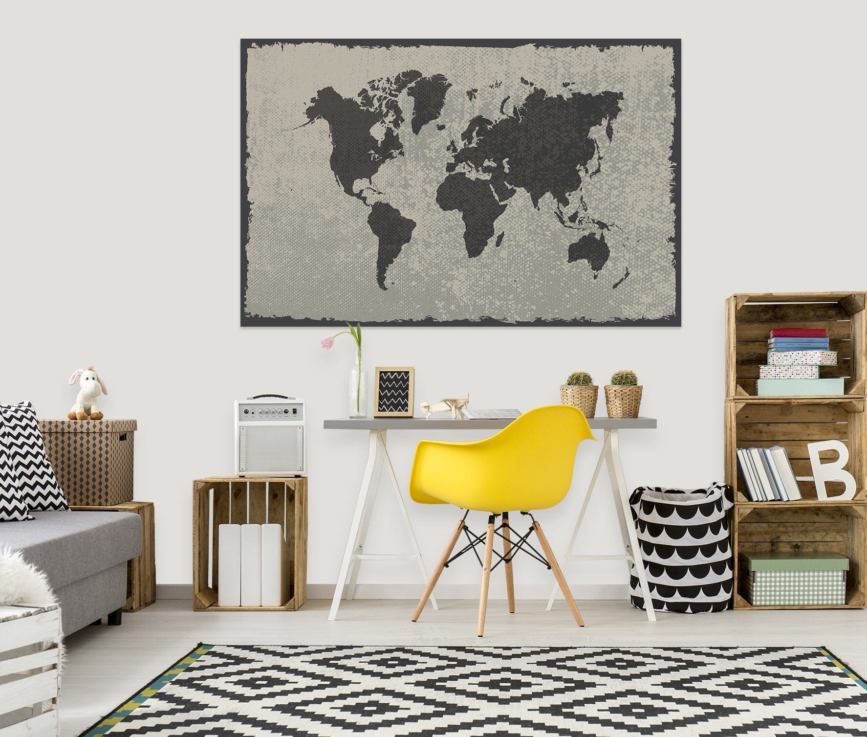 3D Black Painting 104 World Map Wall Sticker Wallpaper AJ Wallpaper 2