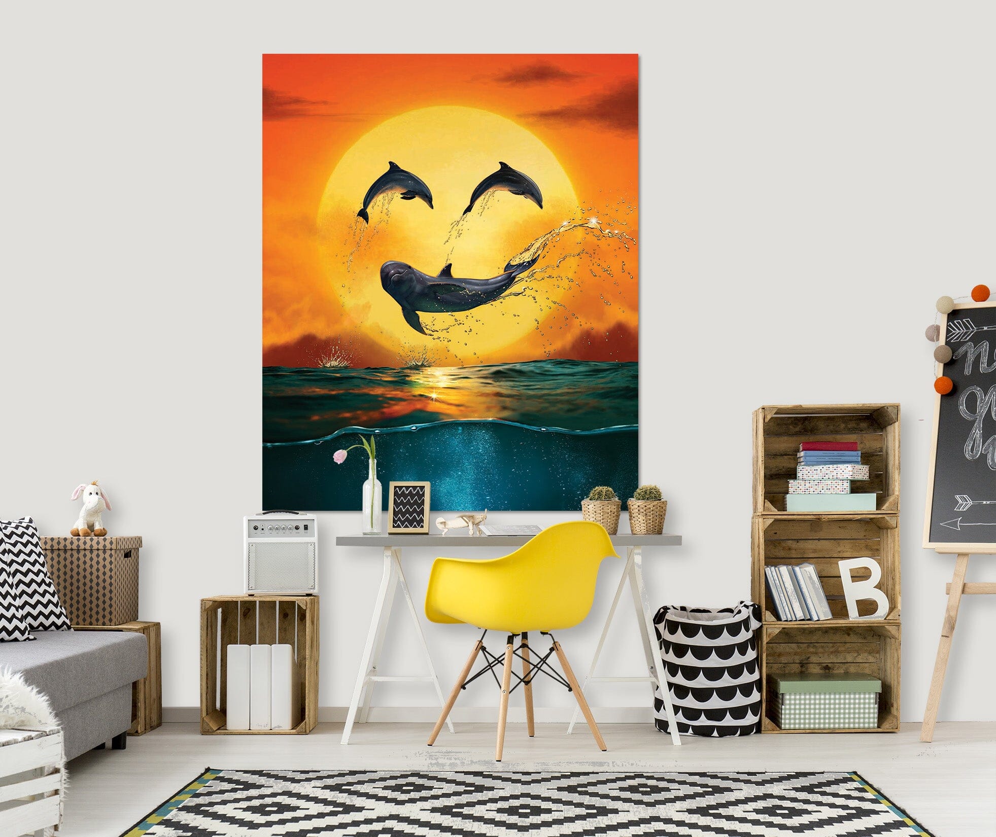 3D Dolphin Emoji Smily Def 031 Vincent Hie Wall Sticker Wallpaper AJ Wallpaper 2