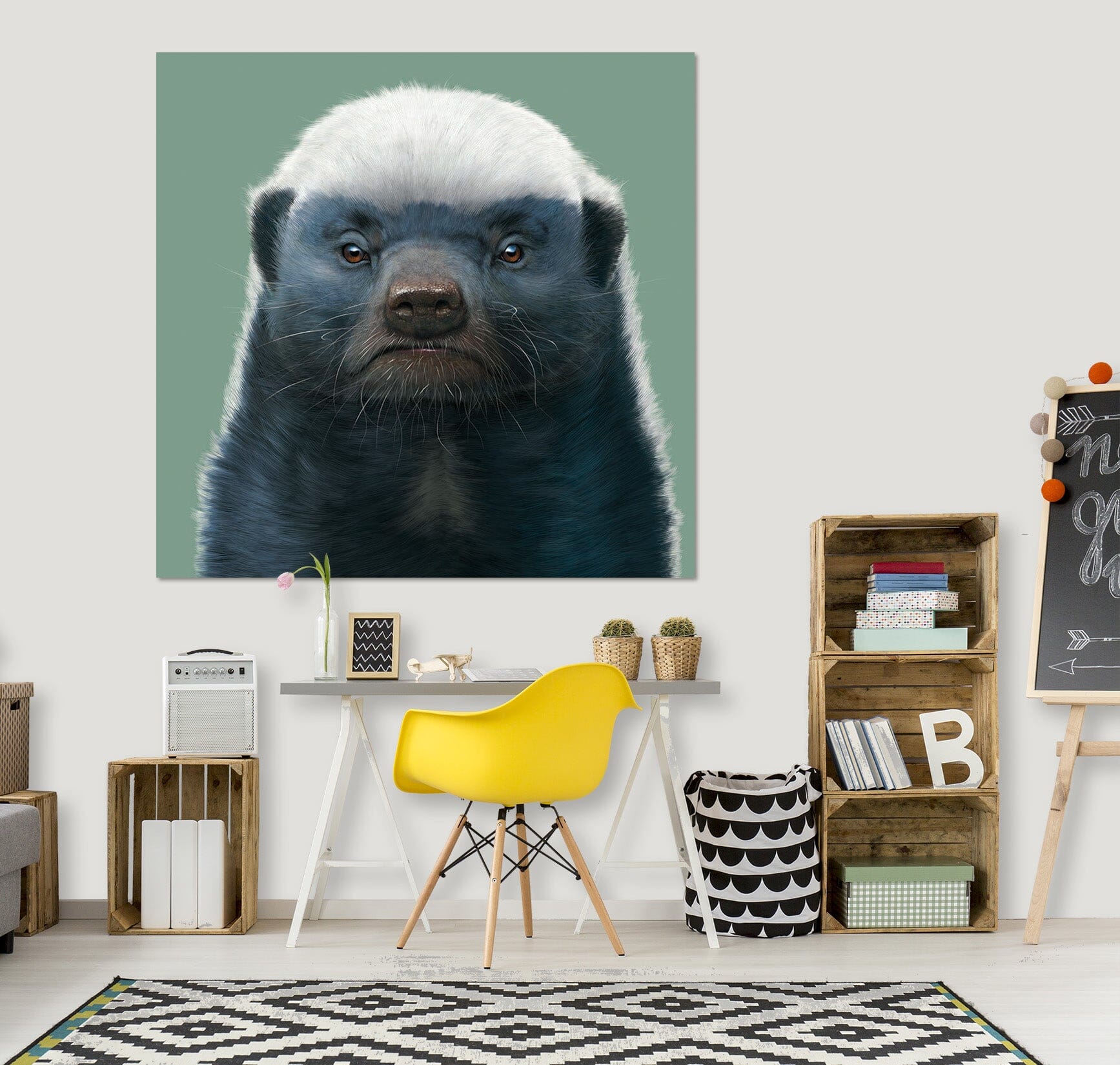 3D Honey Badger Portrait 043 Vincent Hie Wall Sticker Wallpaper AJ Wallpaper 2