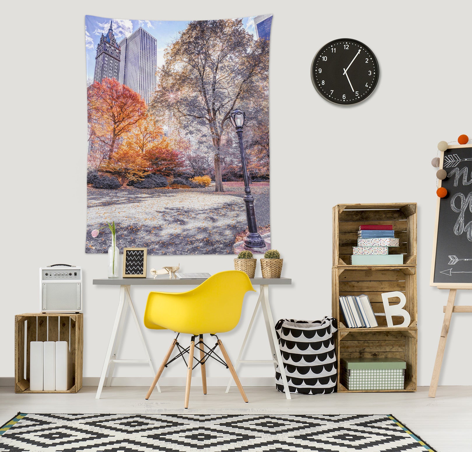 3D City Trees Building 116176 Assaf Frank Tapestry Hanging Cloth Hang