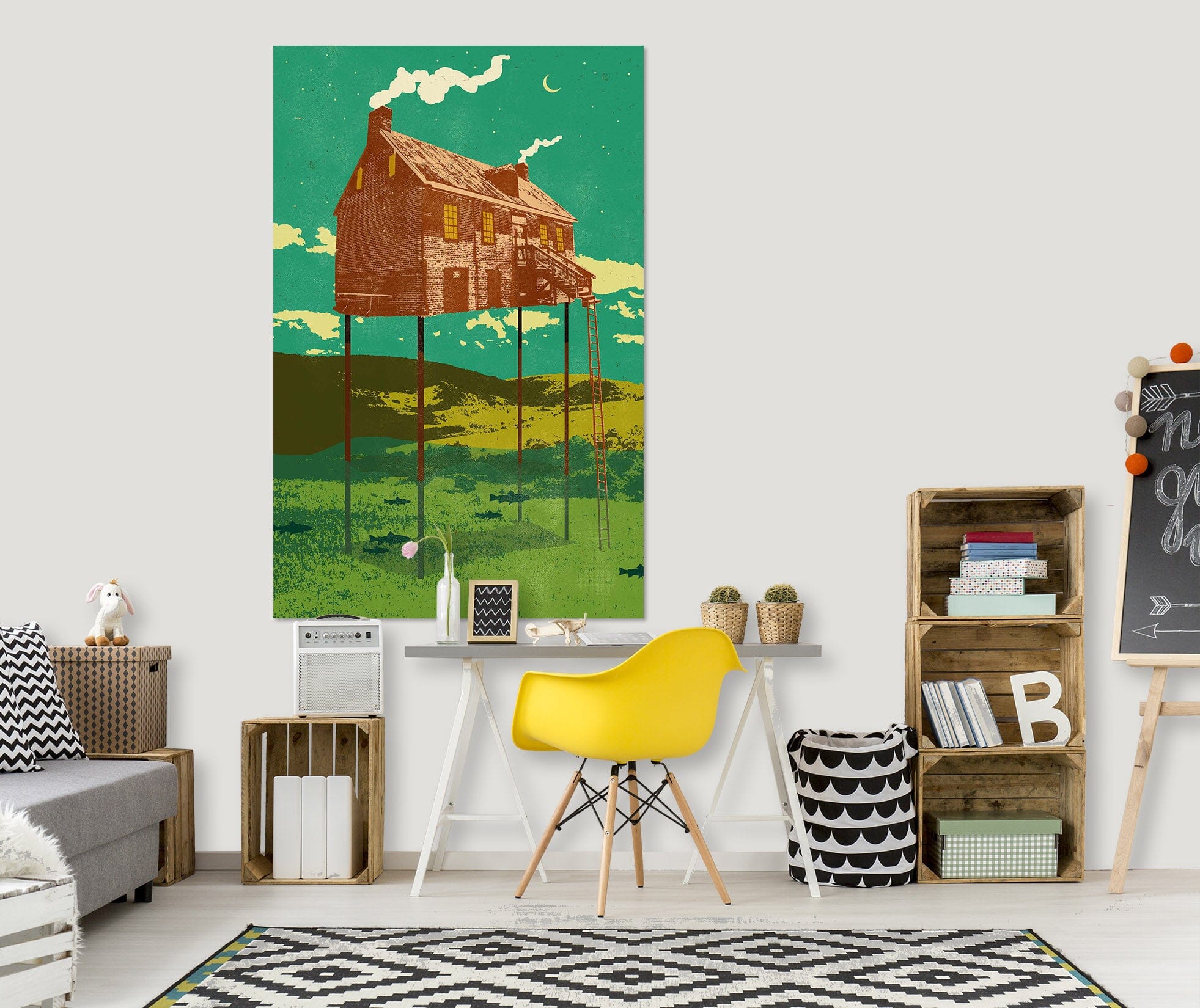 3D House Cooking Smoke 022 Showdeer Wall Sticker Wallpaper AJ Wallpaper 2