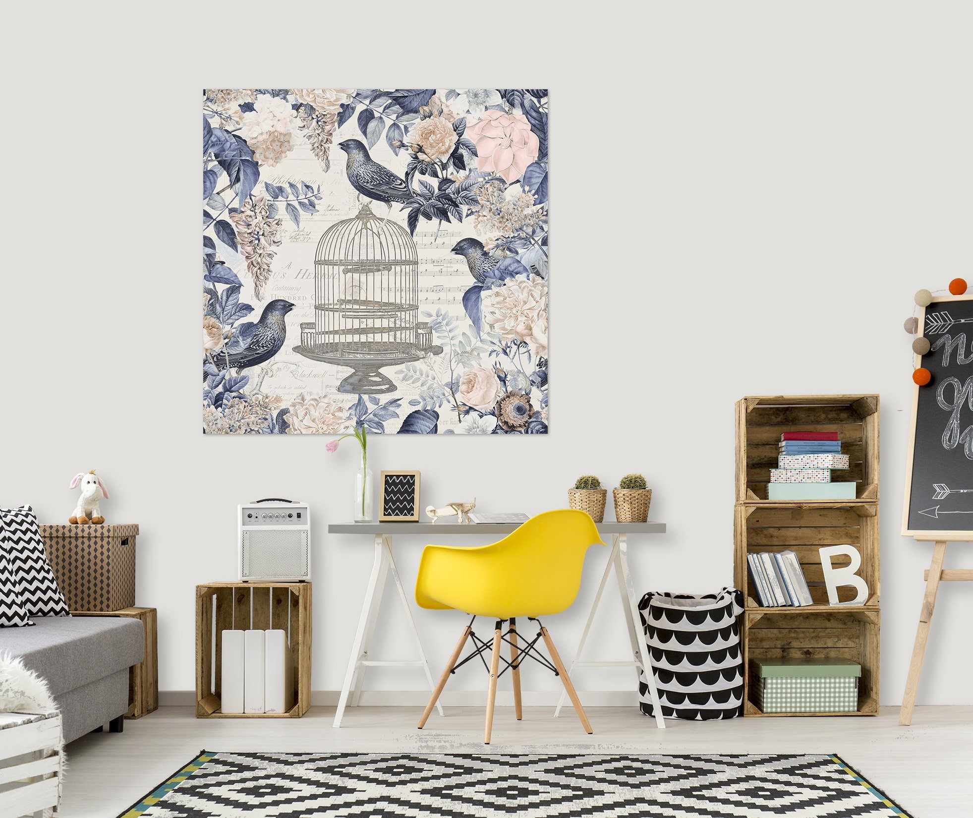 3D Birdcage And Flowers 049 Andrea haase Wall Sticker Wallpaper AJ Wallpaper 2