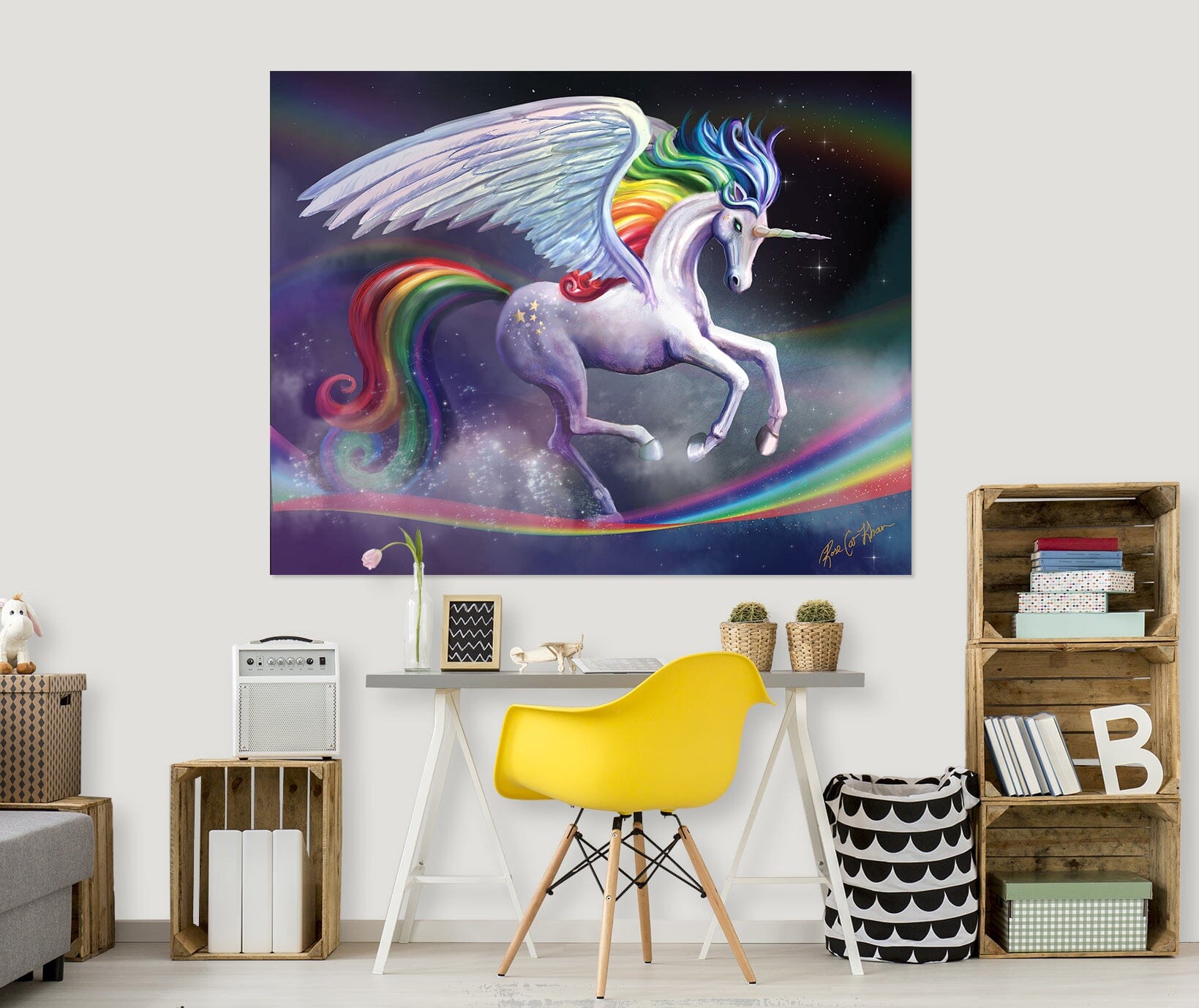 3D White Horse 112 Rose Catherine Khan Wall Sticker Wallpaper AJ Wallpaper 2