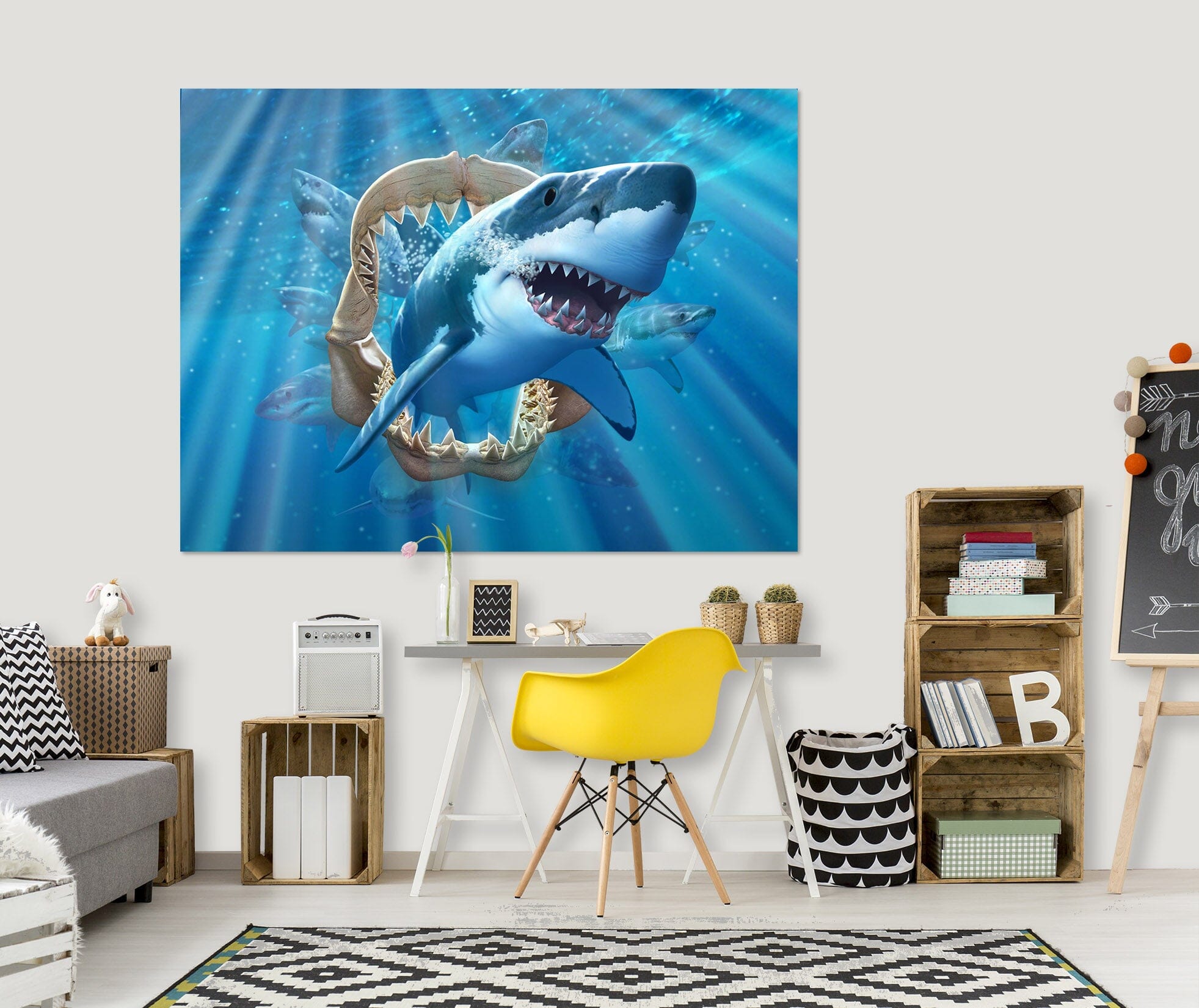 3D Great White Shark 020 Jerry LoFaro Wall Sticker Wallpaper AJ Wallpaper 2