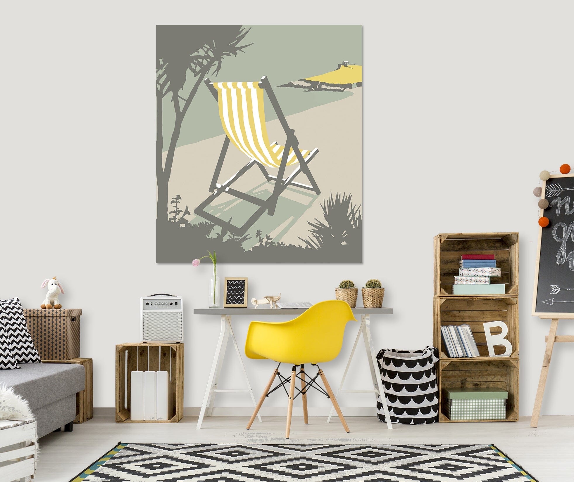 3D Small Yellow Bench 071 Steve Read Wall Sticker Wallpaper AJ Wallpaper 2
