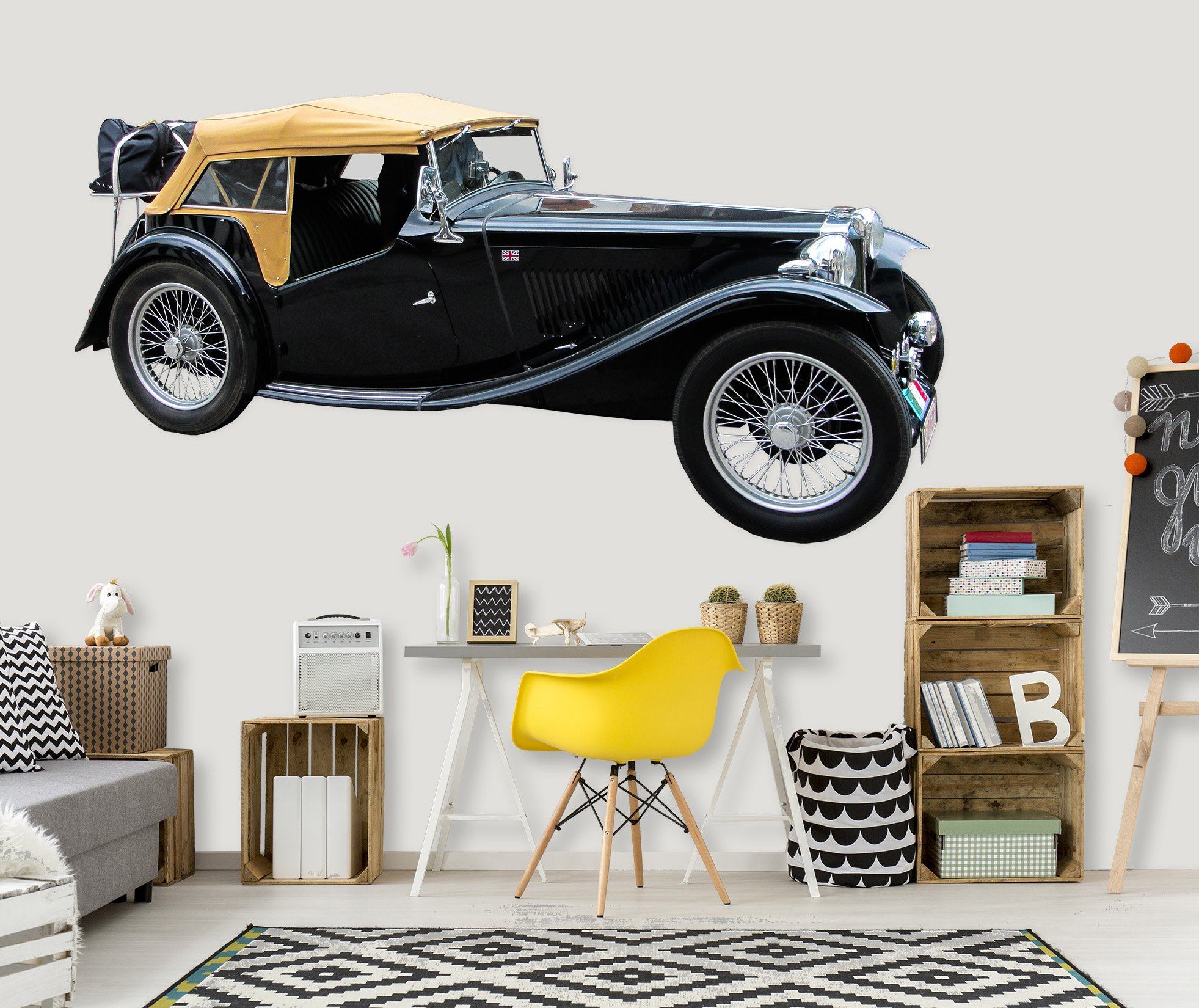 3D Traffic Black Yellow Tail 0240 Vehicles Wallpaper AJ Wallpaper