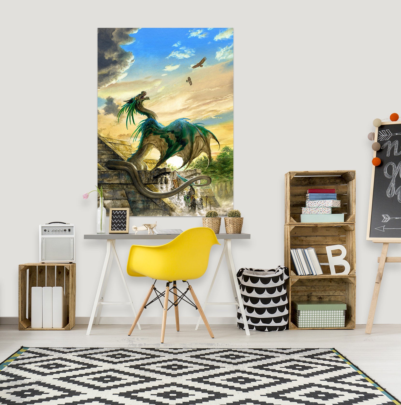 3D Sky Teal Dragon 8132 Ciruelo Wall Sticker
