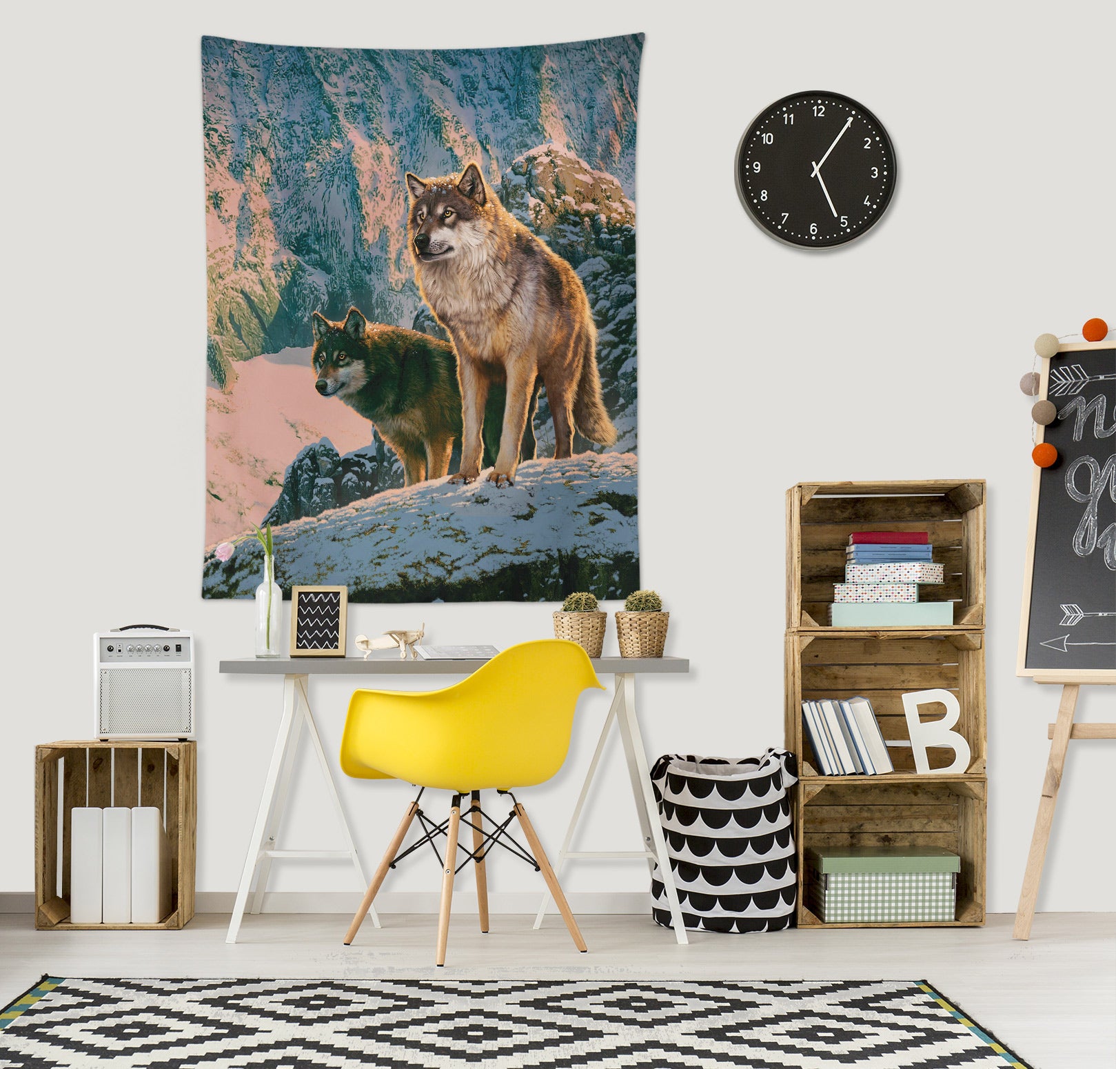 3D Snow Mountain Wolf 11754 Vincent Tapestry Hanging Cloth Hang