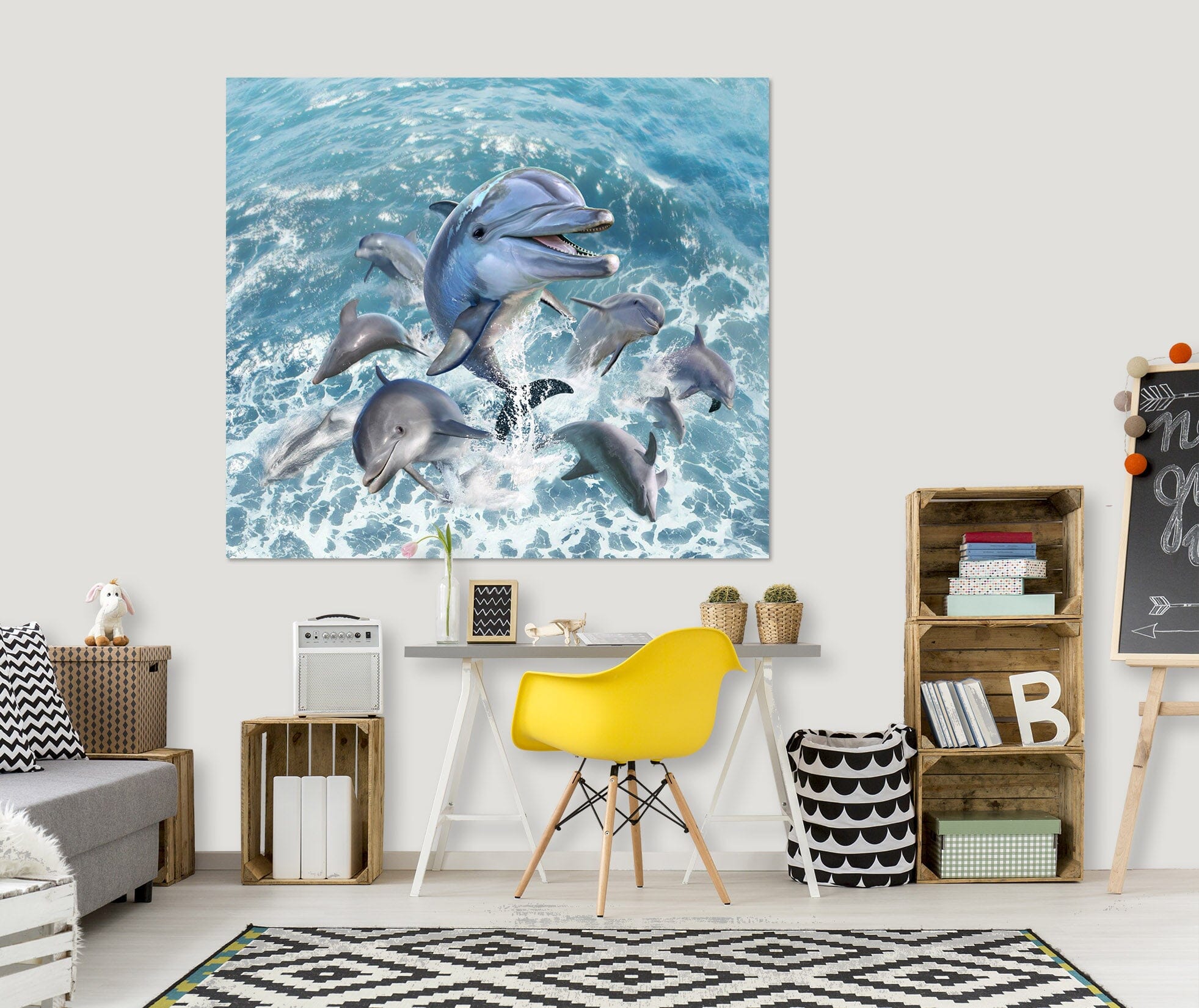 3D Dolphin Jump 015 Jerry LoFaro Wall Sticker Wallpaper AJ Wallpaper 2