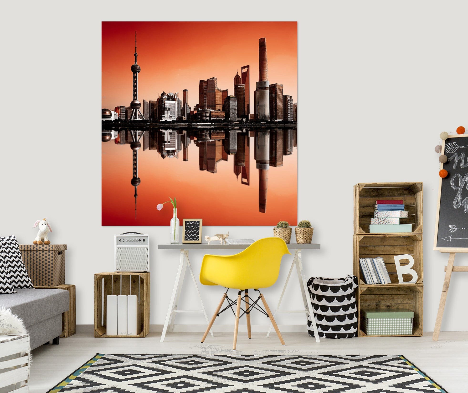 3D Sunset City 127 Marco Carmassi Wall Sticker Wallpaper AJ Wallpaper 2