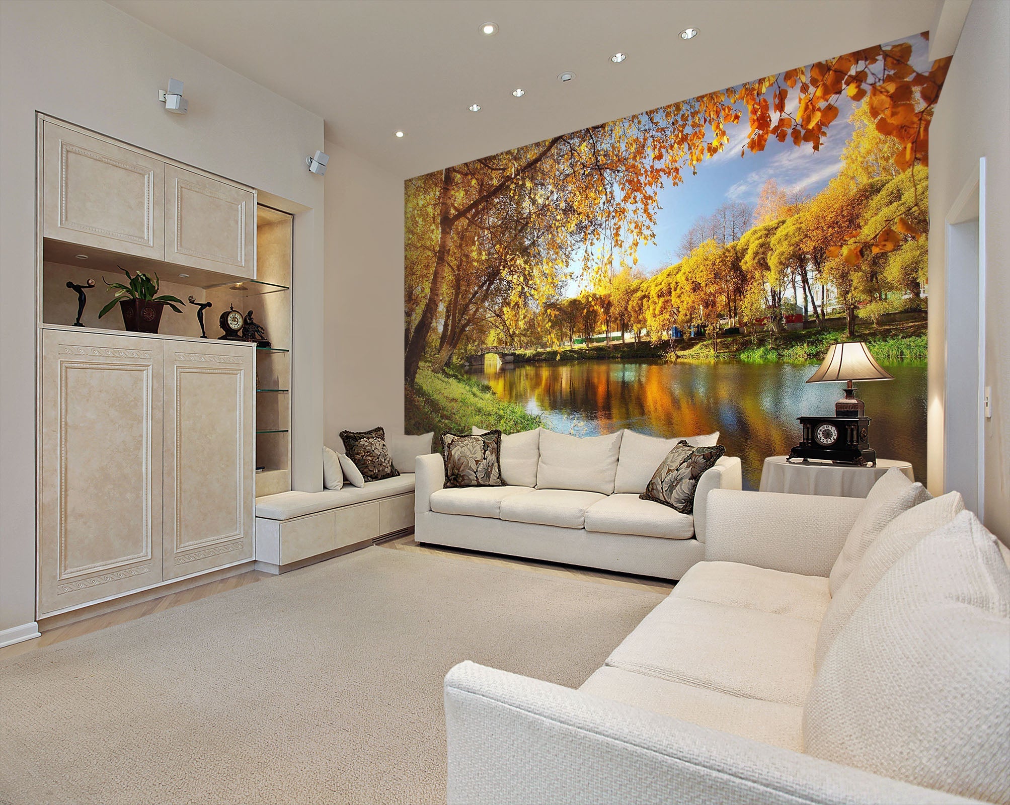 3D Park Lake Bridge 37 Wall Murals Wallpaper AJ Wallpaper 2