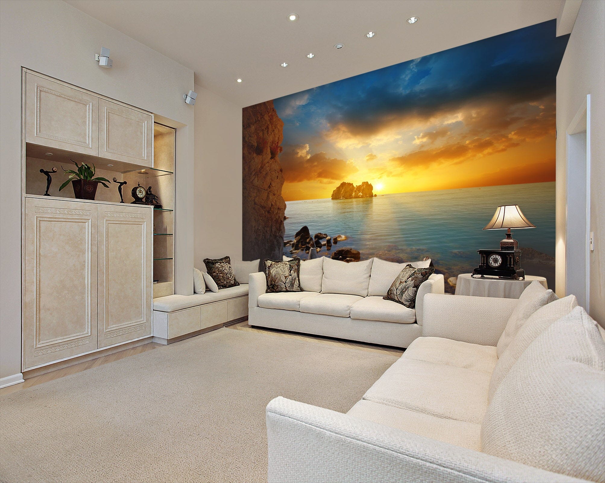 3D Sea Dusk Stone 181 Wall Murals Wallpaper AJ Wallpaper 2
