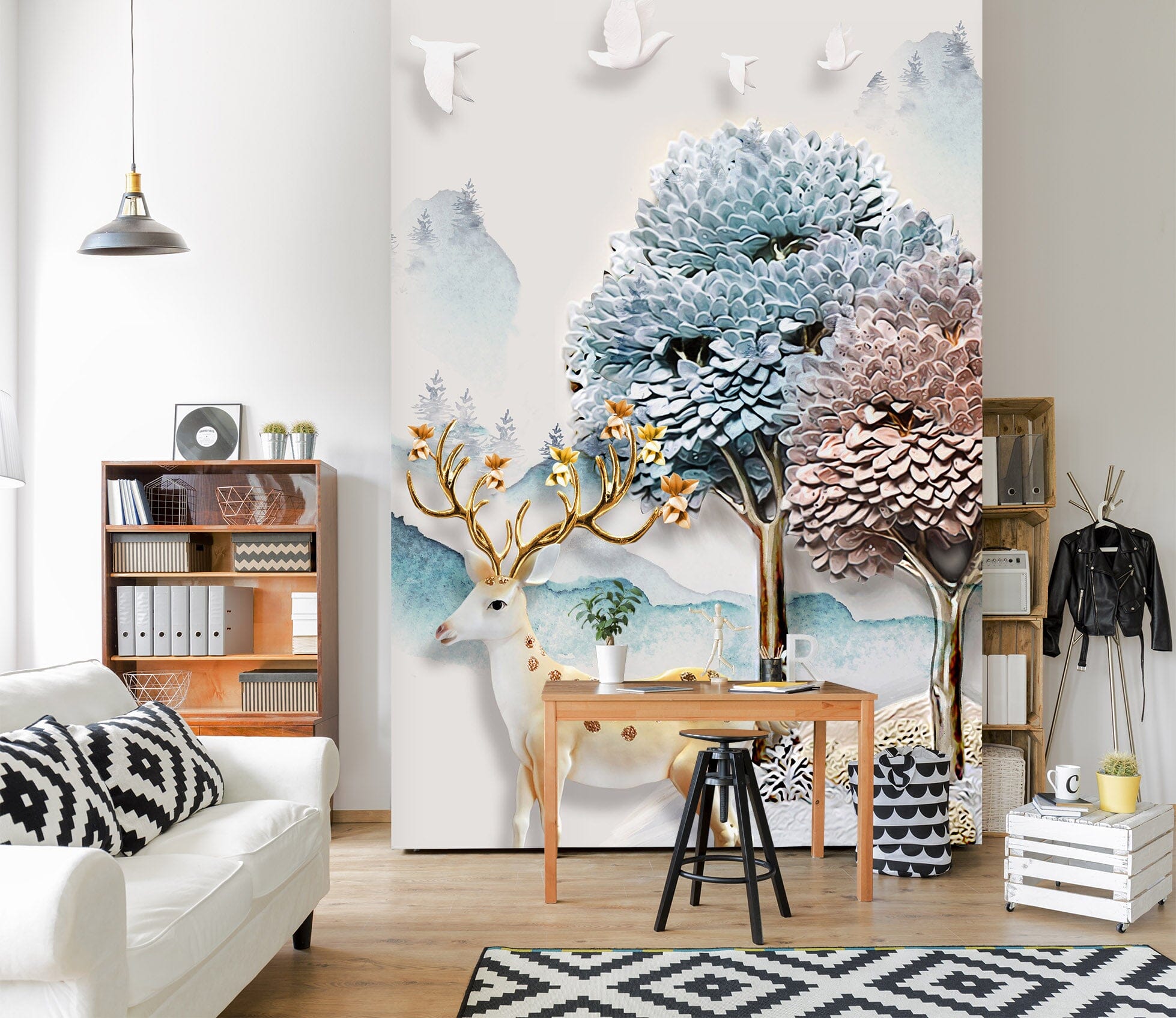 3D Colored Valley Fawn 064 Wall Murals Wallpaper AJ Wallpaper 2