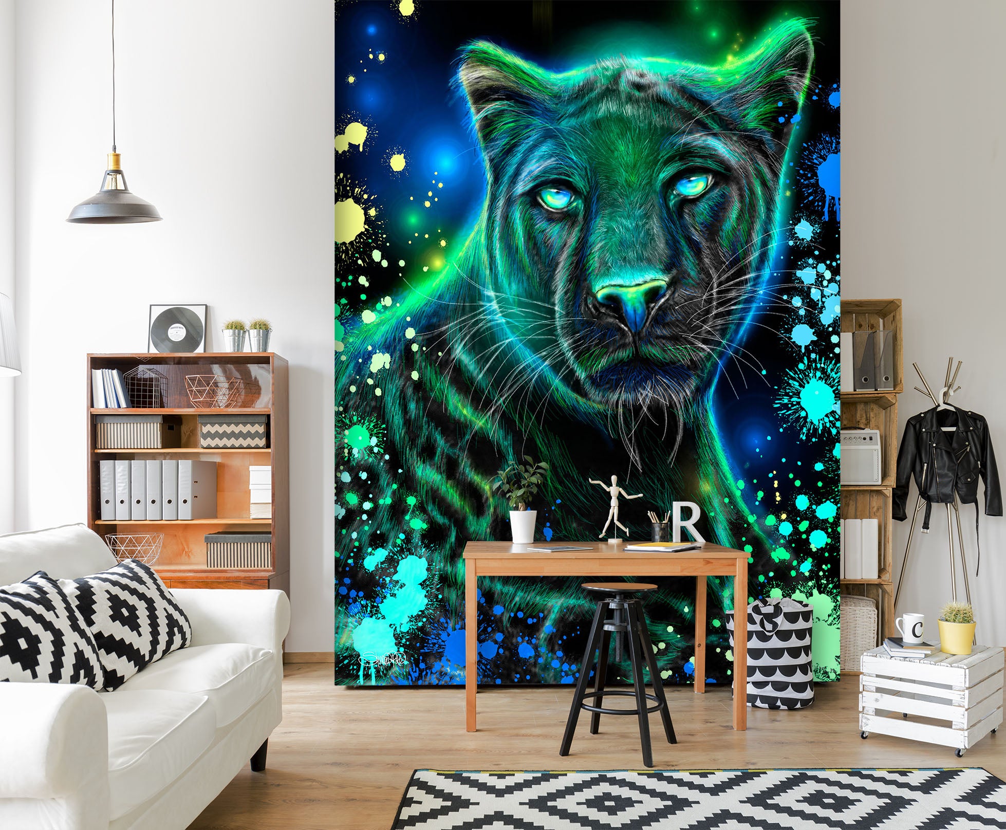 3D Watercolor Leopard 8443 Sheena Pike Wall Mural Wall Murals