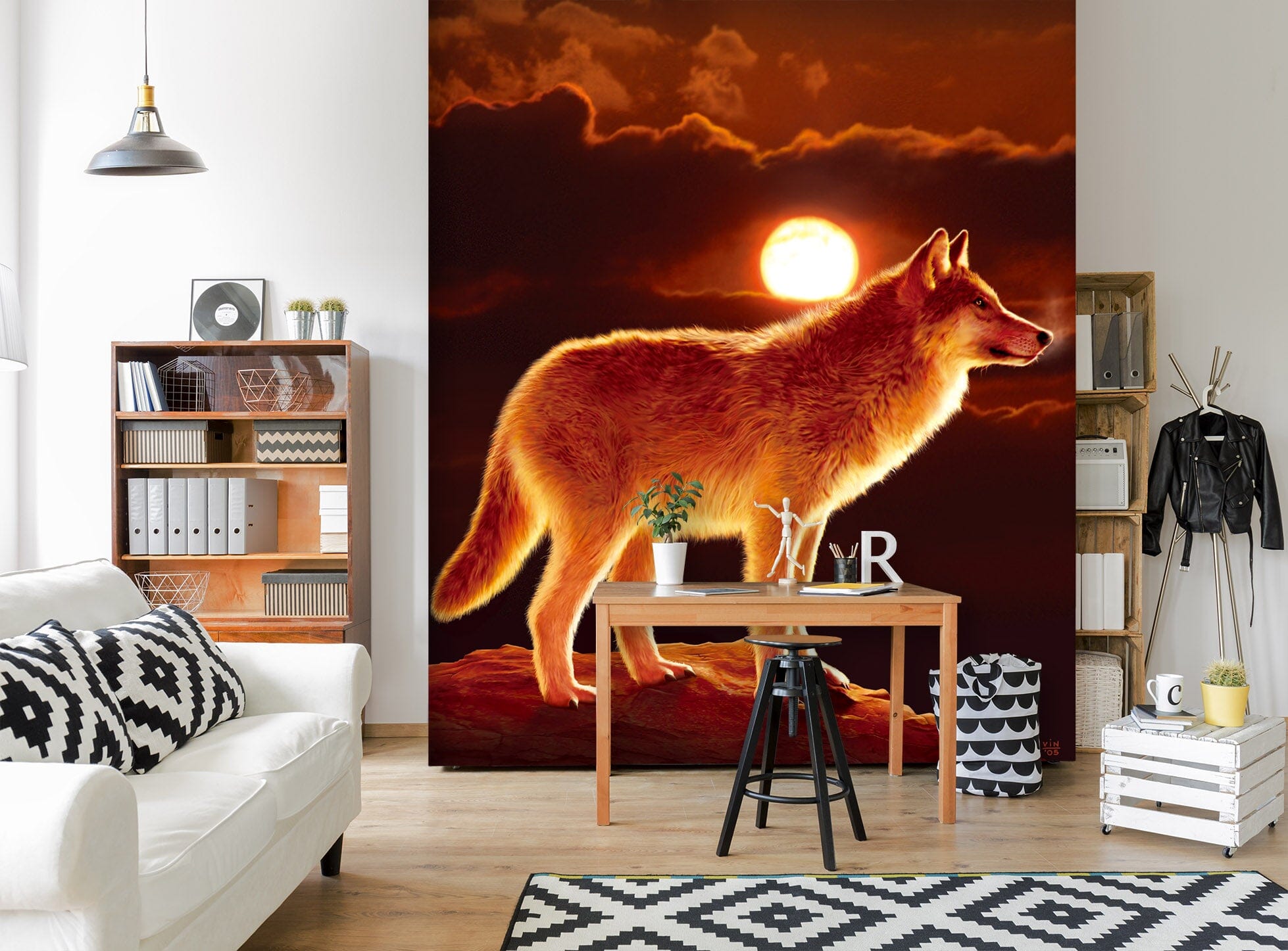 3D Sunset Wolf 1554 Wall Murals Exclusive Designer Vincent Wallpaper AJ Wallpaper 2